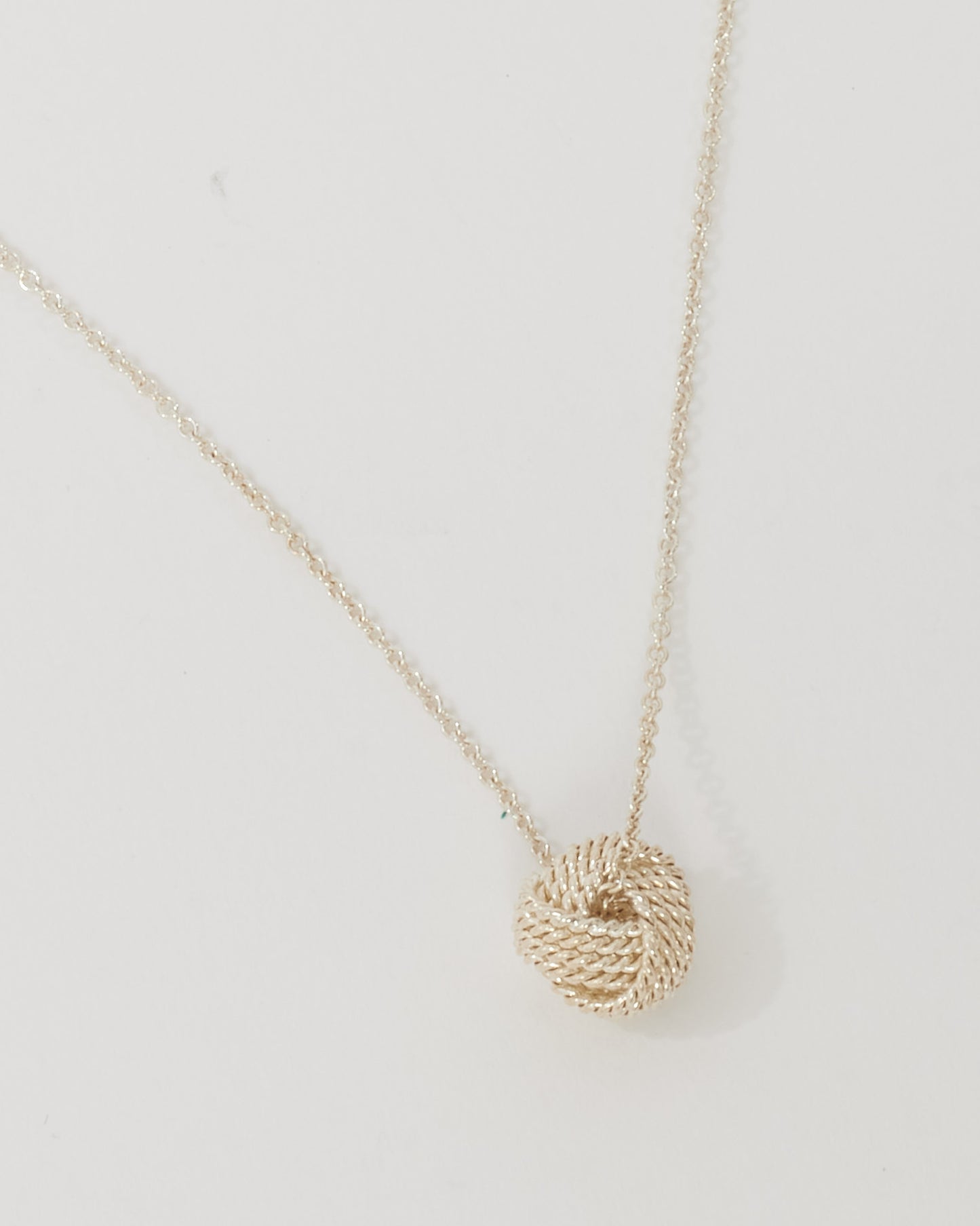 Tiffany & Co. Silver Mesh Knot Ball Pendant Necklace