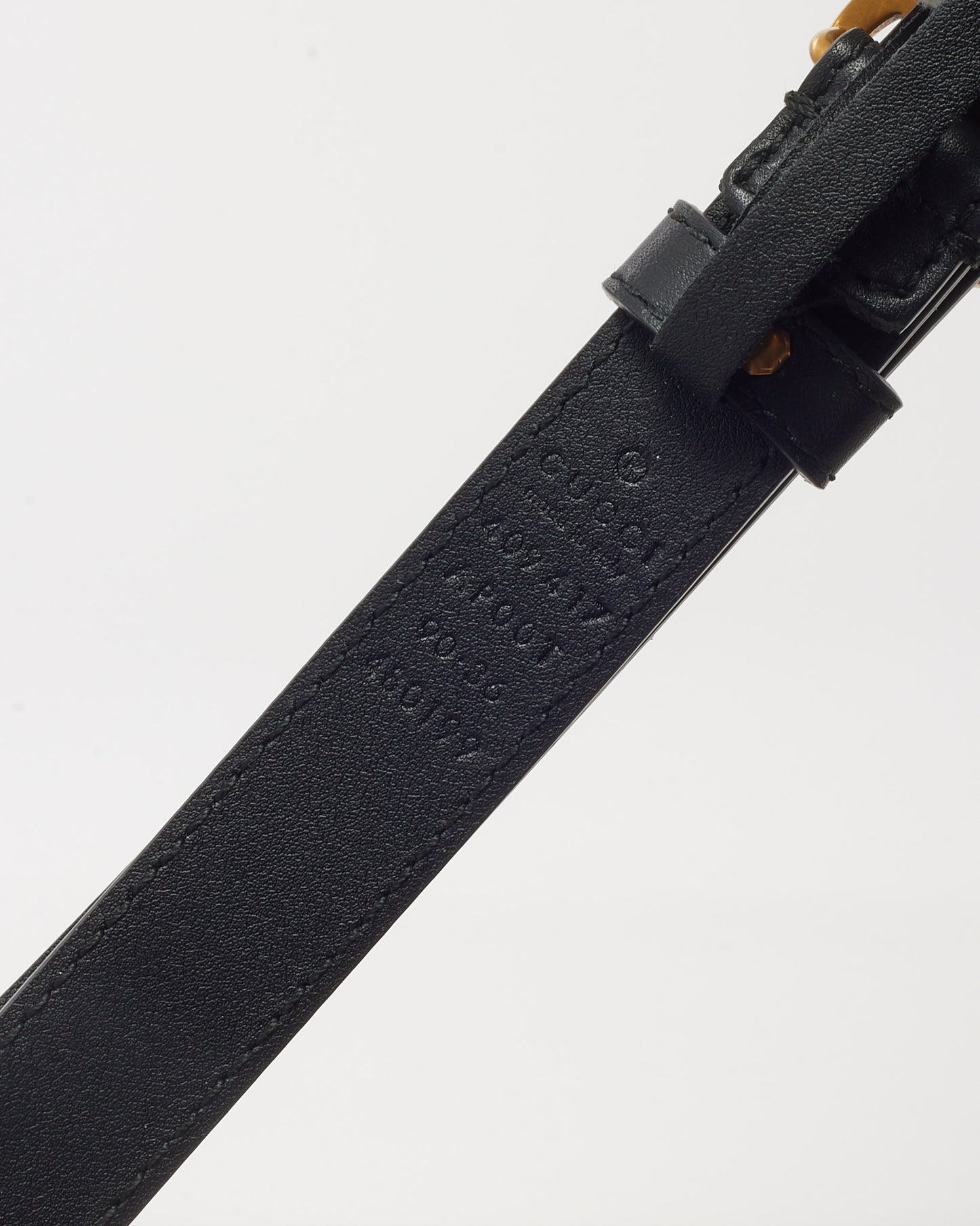 Gucci Black Leather GHW Thin GG Marmont Belt - 90/36