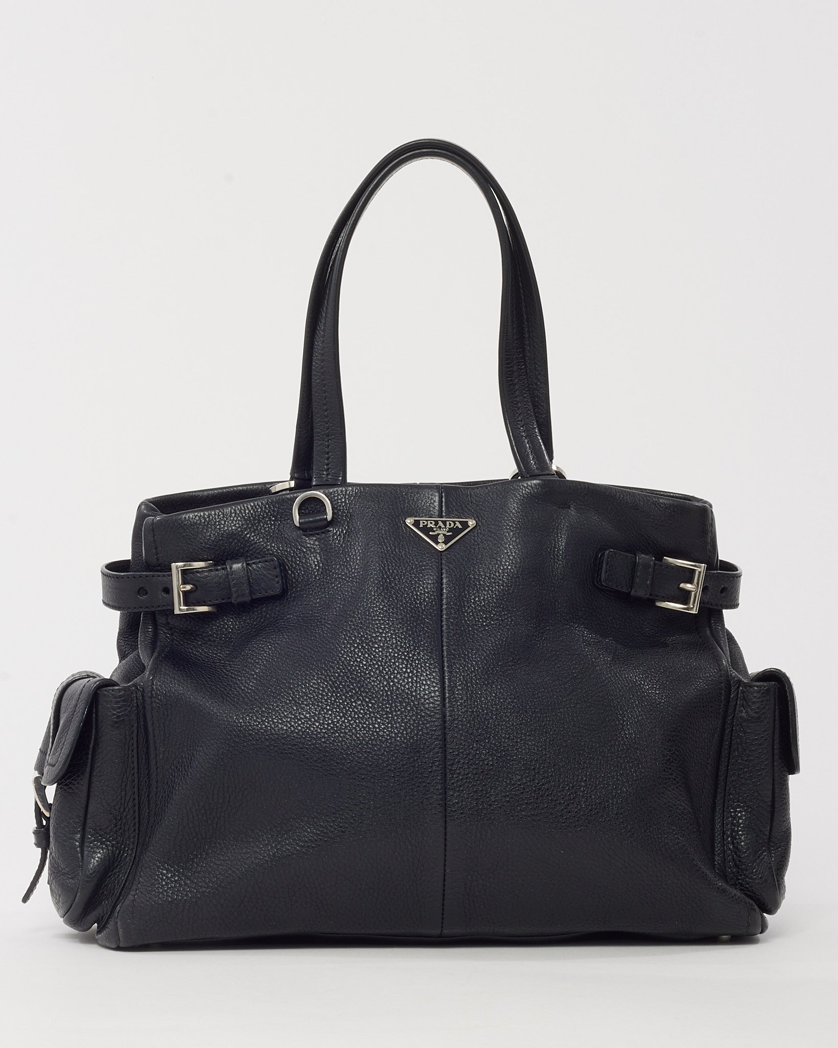Buy Prada Black Vitello Daino Leather Buckle Shoulder Bag BR2703