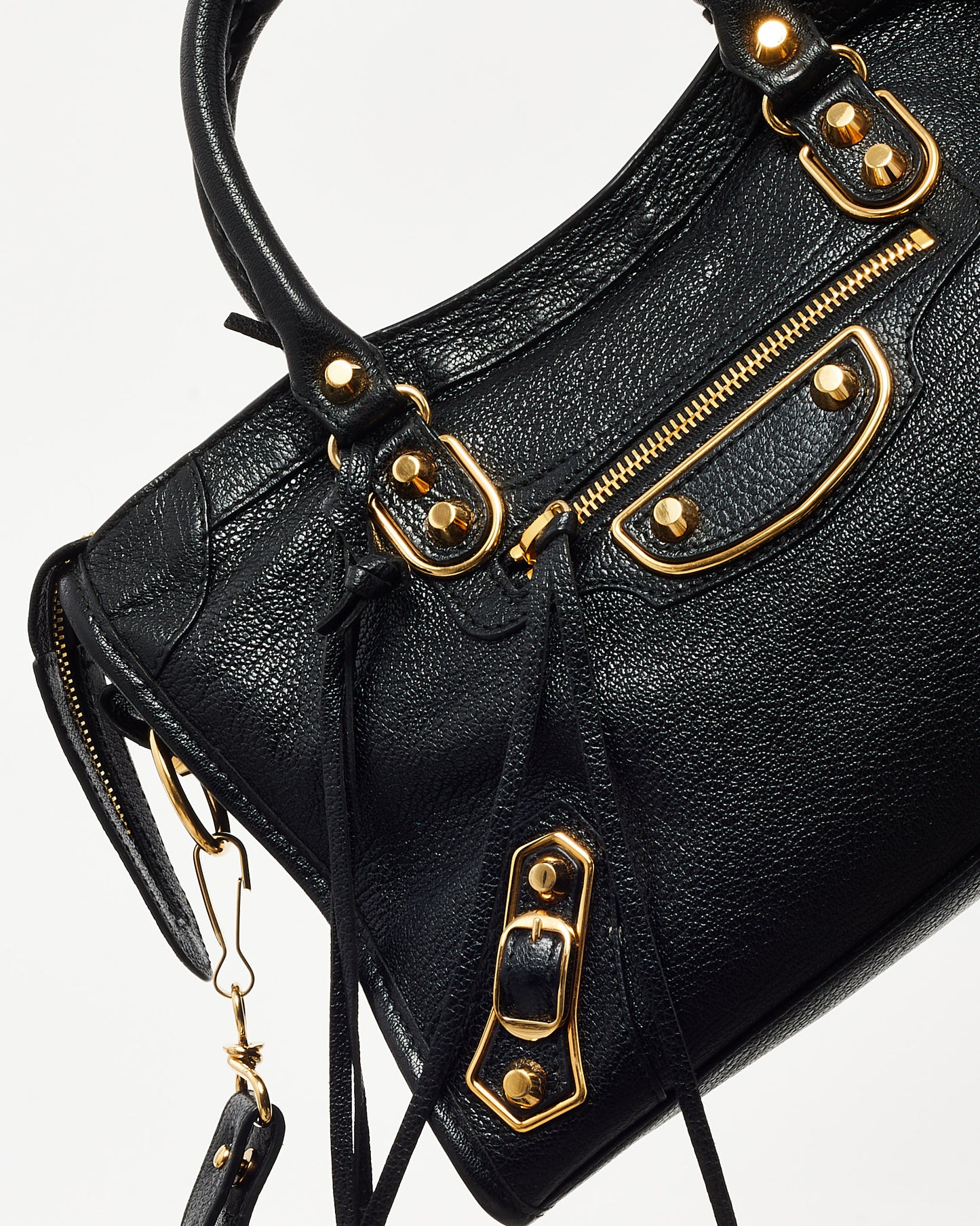 Balenciaga Black Leather GHW Metallic Edge Classic Mini City Bag