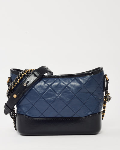 Chanel Navy and Black Quilted Leather Small Gabrielle Hobo Crossbody Bag