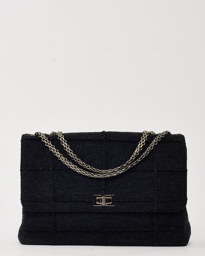 Chanel Dark Grey Wool Chocolate Bar 2.55 Re-Issue Flap Bag