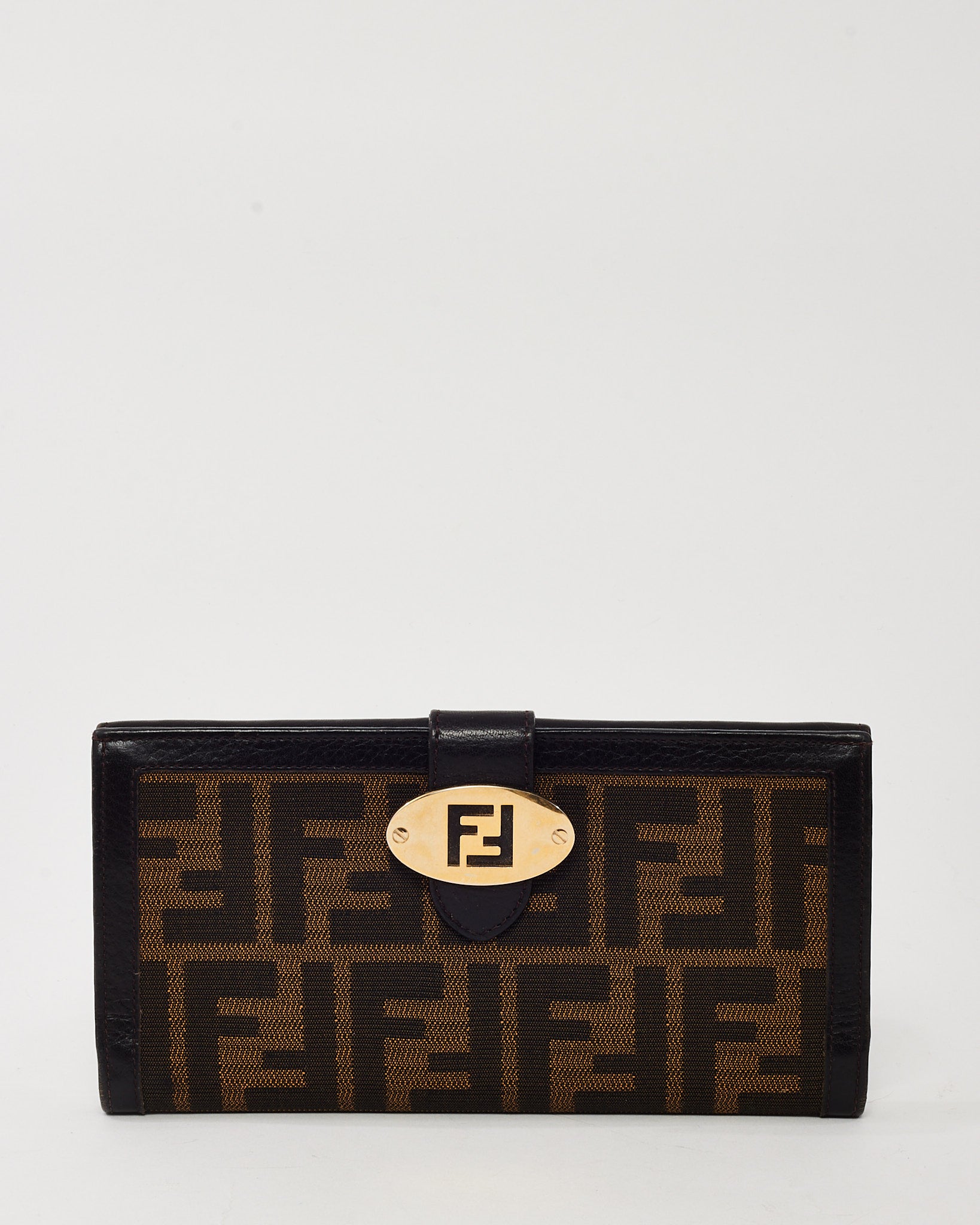 Buy Fendi Brown Leather Trim & Tobacco Zucca Print Canvas
