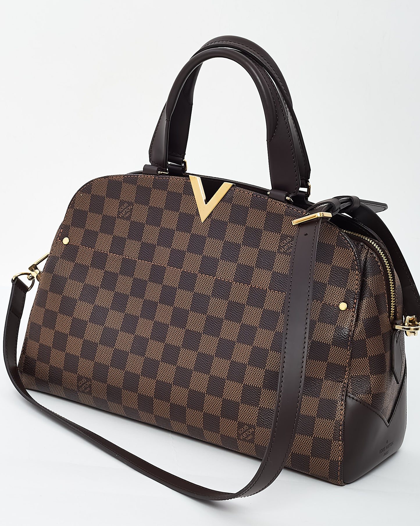 Louis Vuitton Damier Ebene Coated Canvas Kensignton V Bowling Bag with Strap