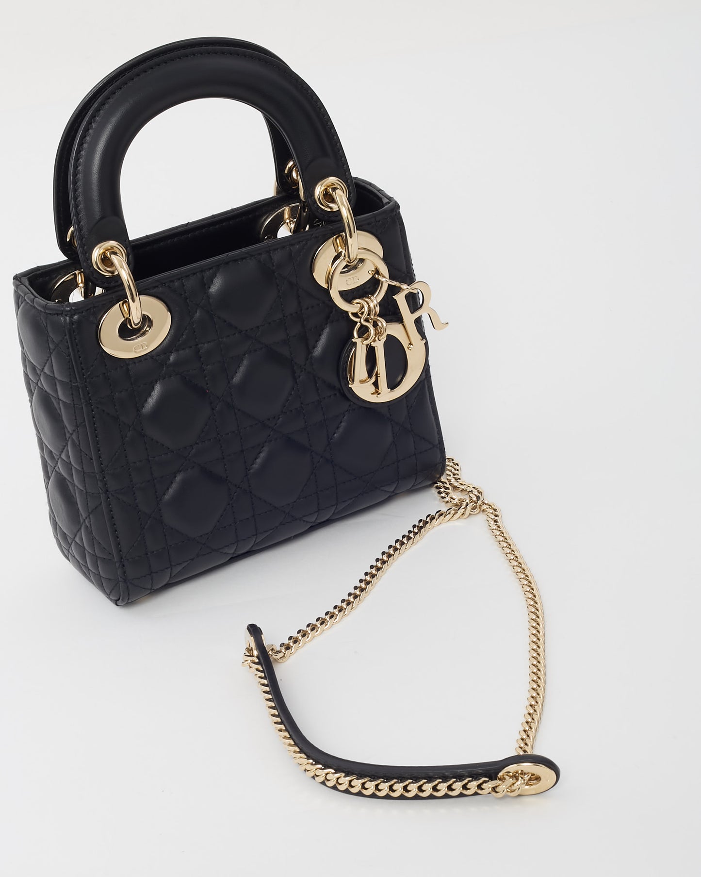 Dior Black Cannage Leather Mini Lady Dior Bag GHW