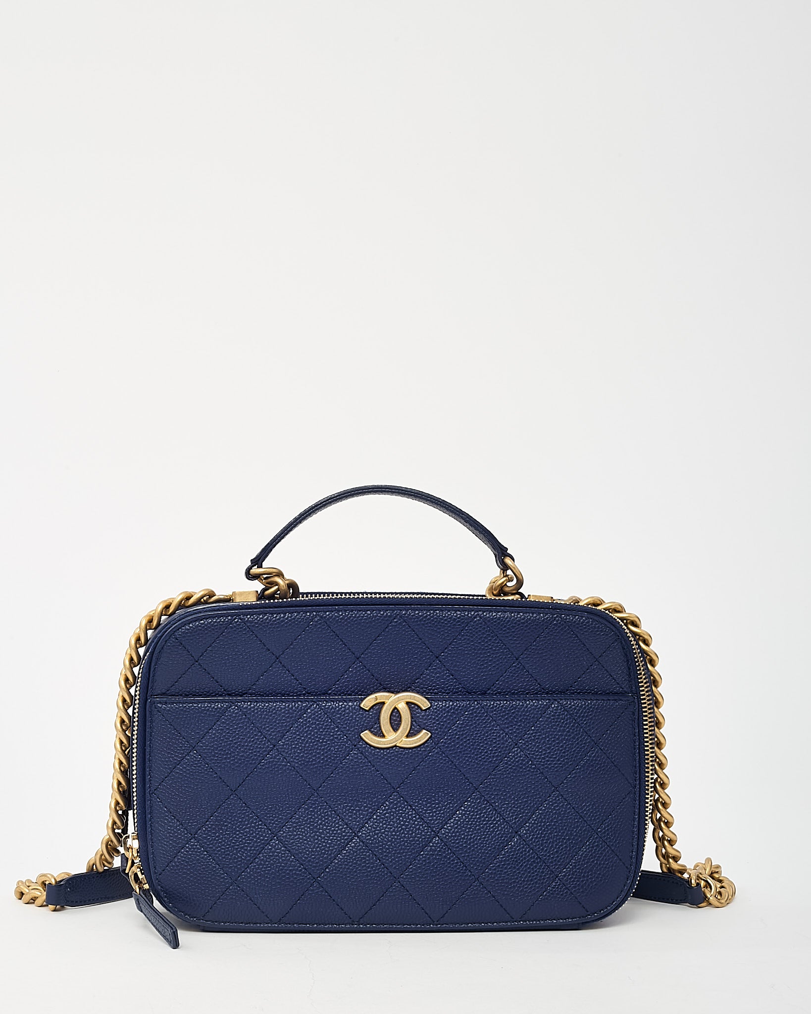Buy Chanel Blue Quilted Caviar Leather Business Affinity Camera