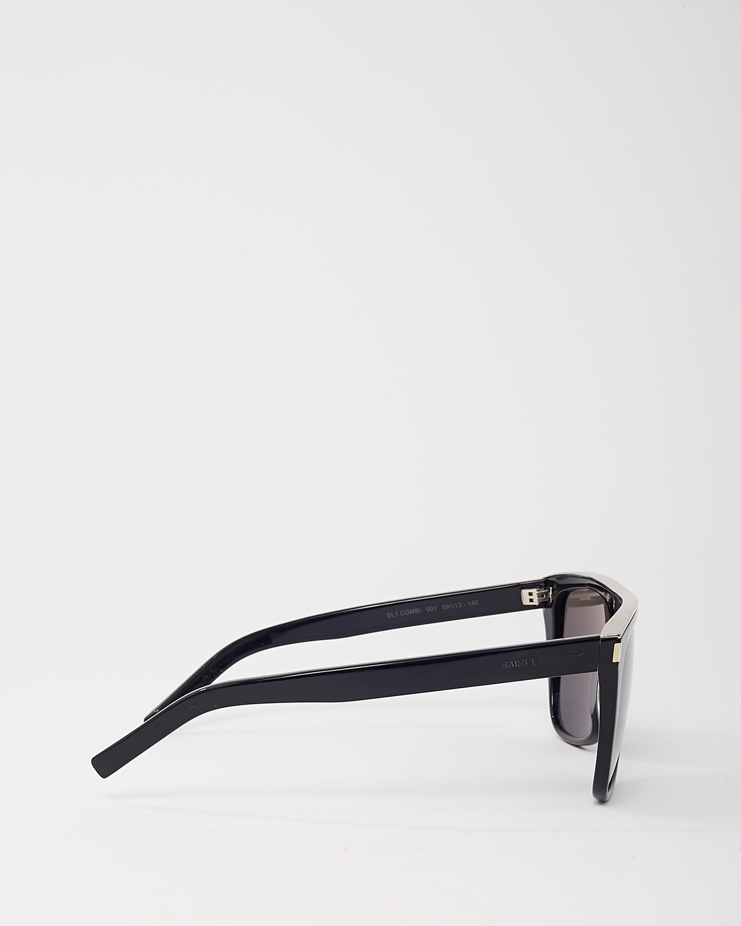 Saint Laurent Black and Silver SL1 COMBI Flat Top Sunglasses