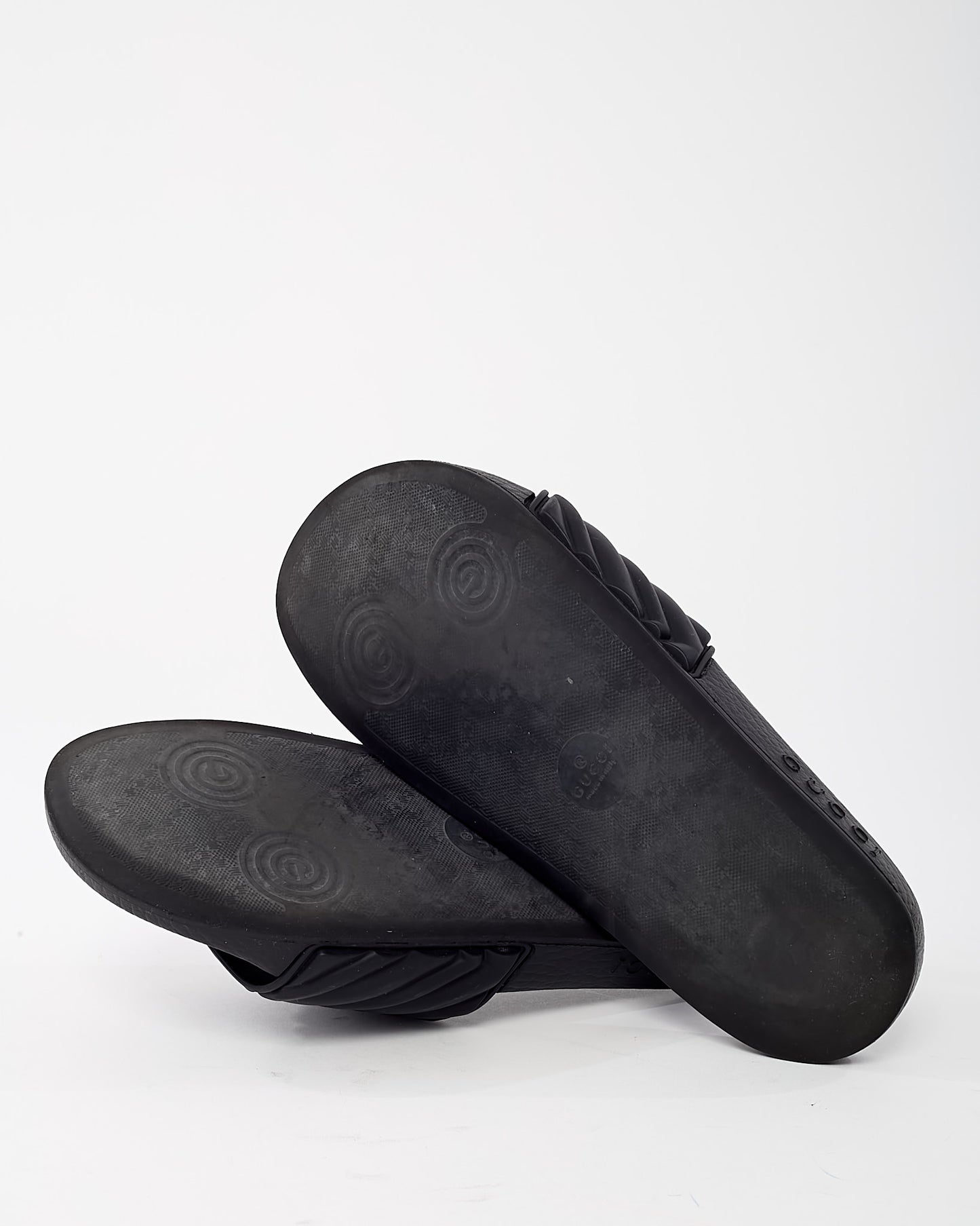 Gucci Black PVC Rubber Black GG Marmont Slide Sandals - 36