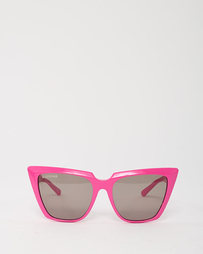 Balenciaga Pink Acetate BB0046S Oversize Squared Cat Eye Sunglasses