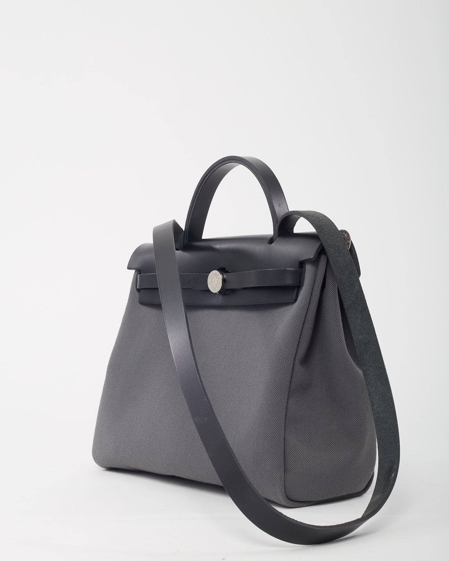 Hermès Grey and Black Toile Canvas Herbag Zip 31 with Palladium Hardware