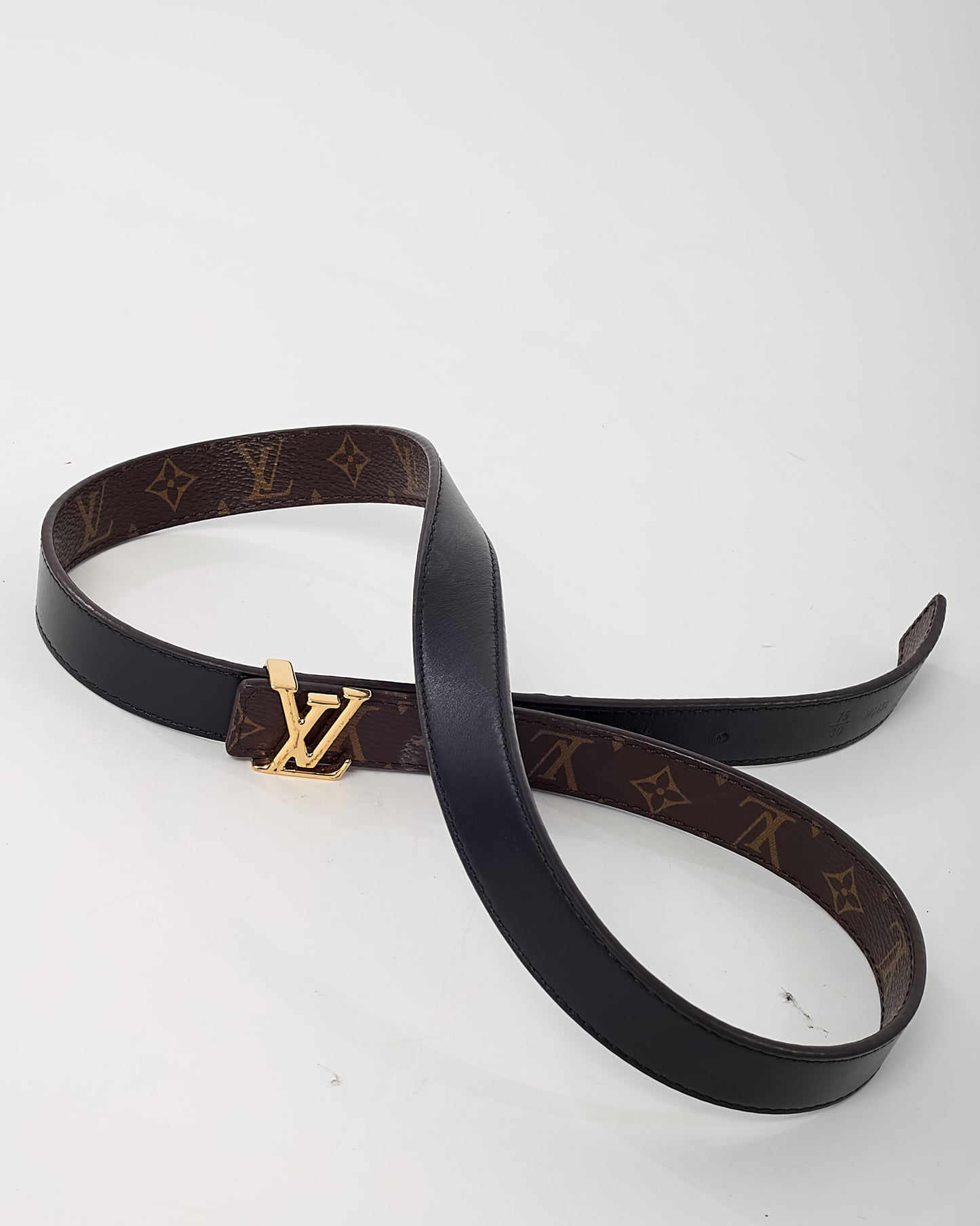 Louis Vuitton Black Leather and Monogram Coated Canvas LV Iconic 20mm Reversible Belt - 75