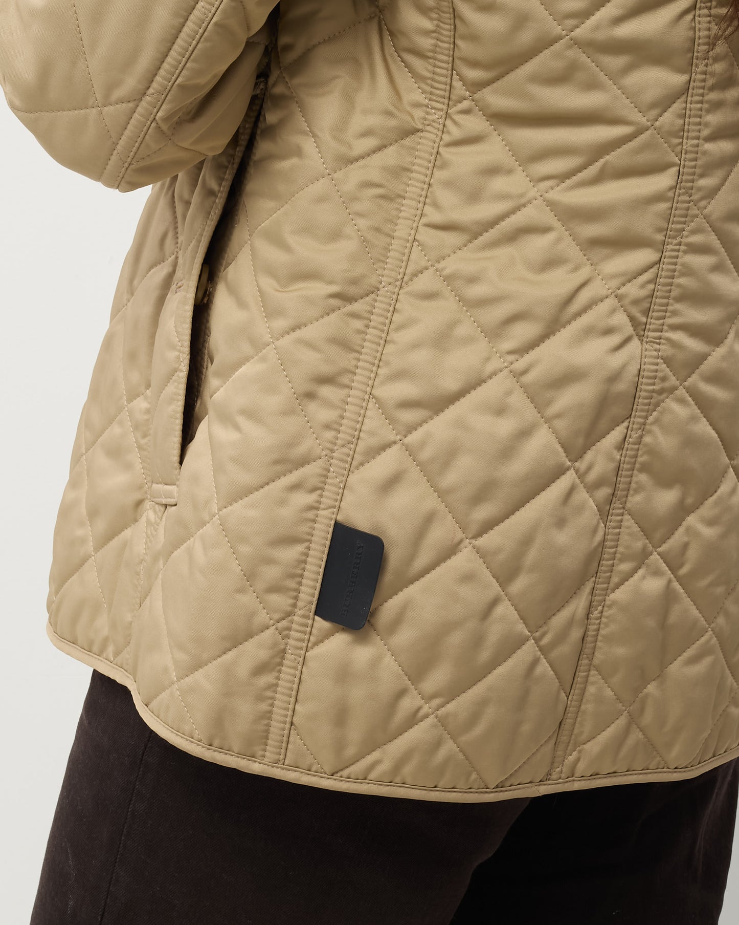 Burberry Beige Quilted Nylon and Check Detail Padded Jacket - M