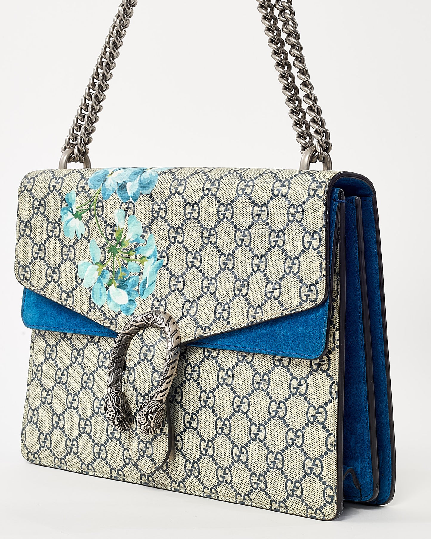 Gucci Beige GG Supreme Monogram Blooms Coated Canvas Large Dionysus Shoulder Bag