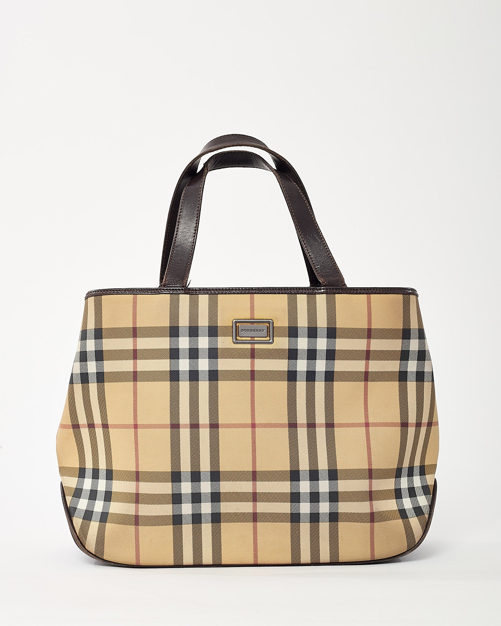 Buy Burberry Vintage Beige Nova Check Coated Canvas Top Handle