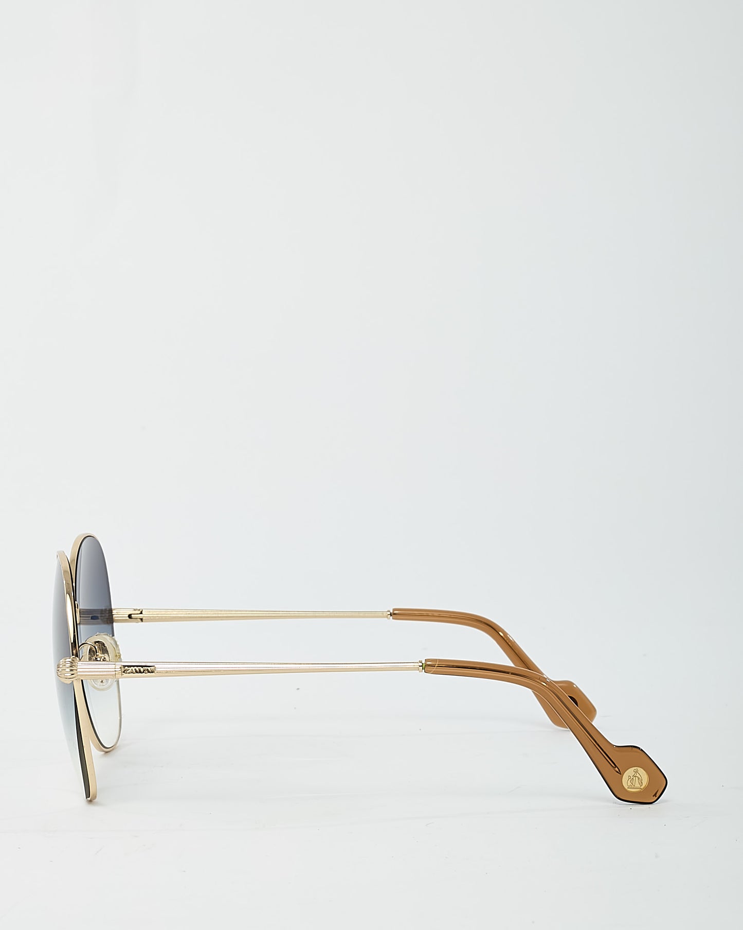 Lanvin Gold Metal Gradient Lens Oversize Round Sunglasses
