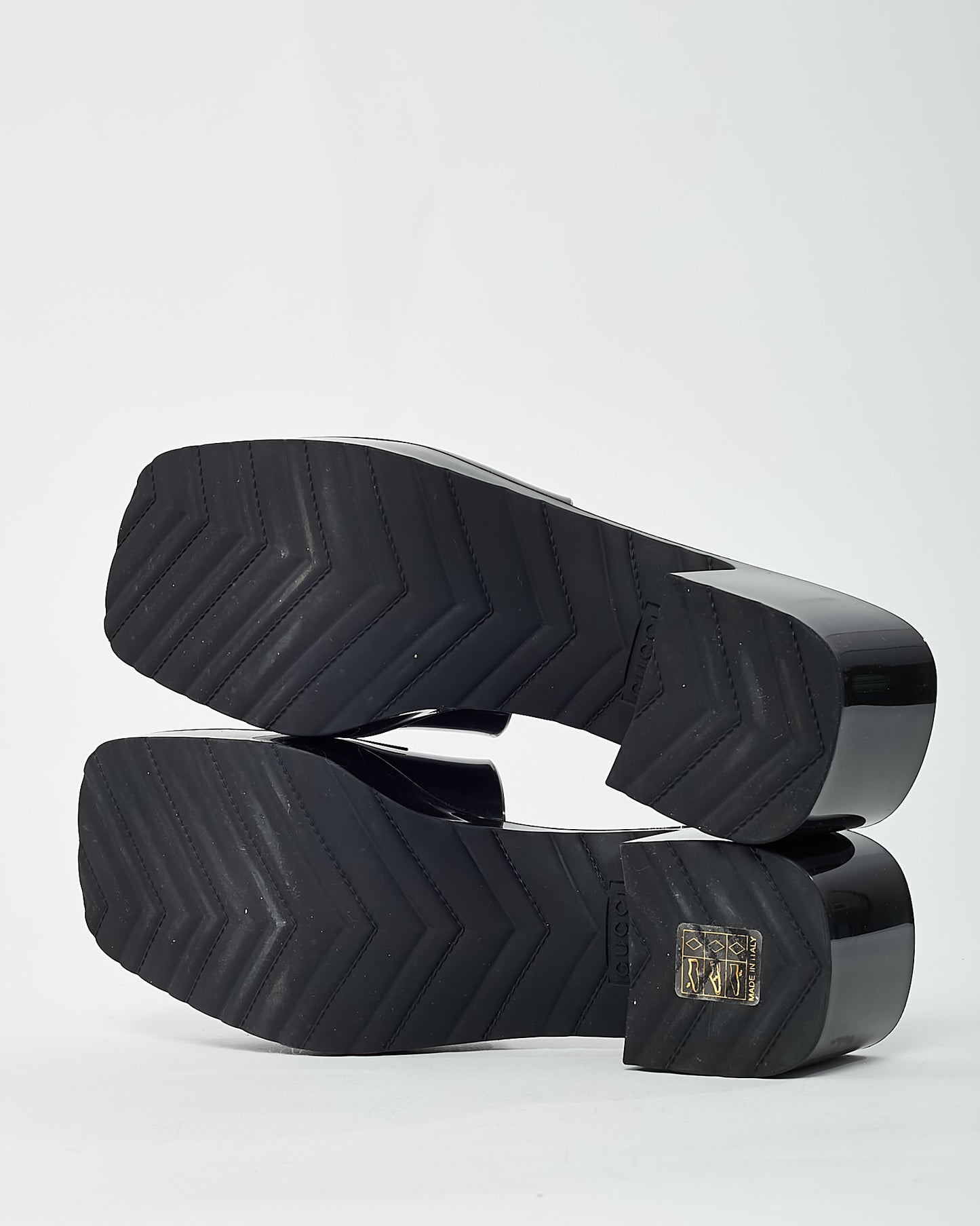 Gucci Black PVC Rubber Gucci Logo Platform 20/60mm Slide Sandals - 39