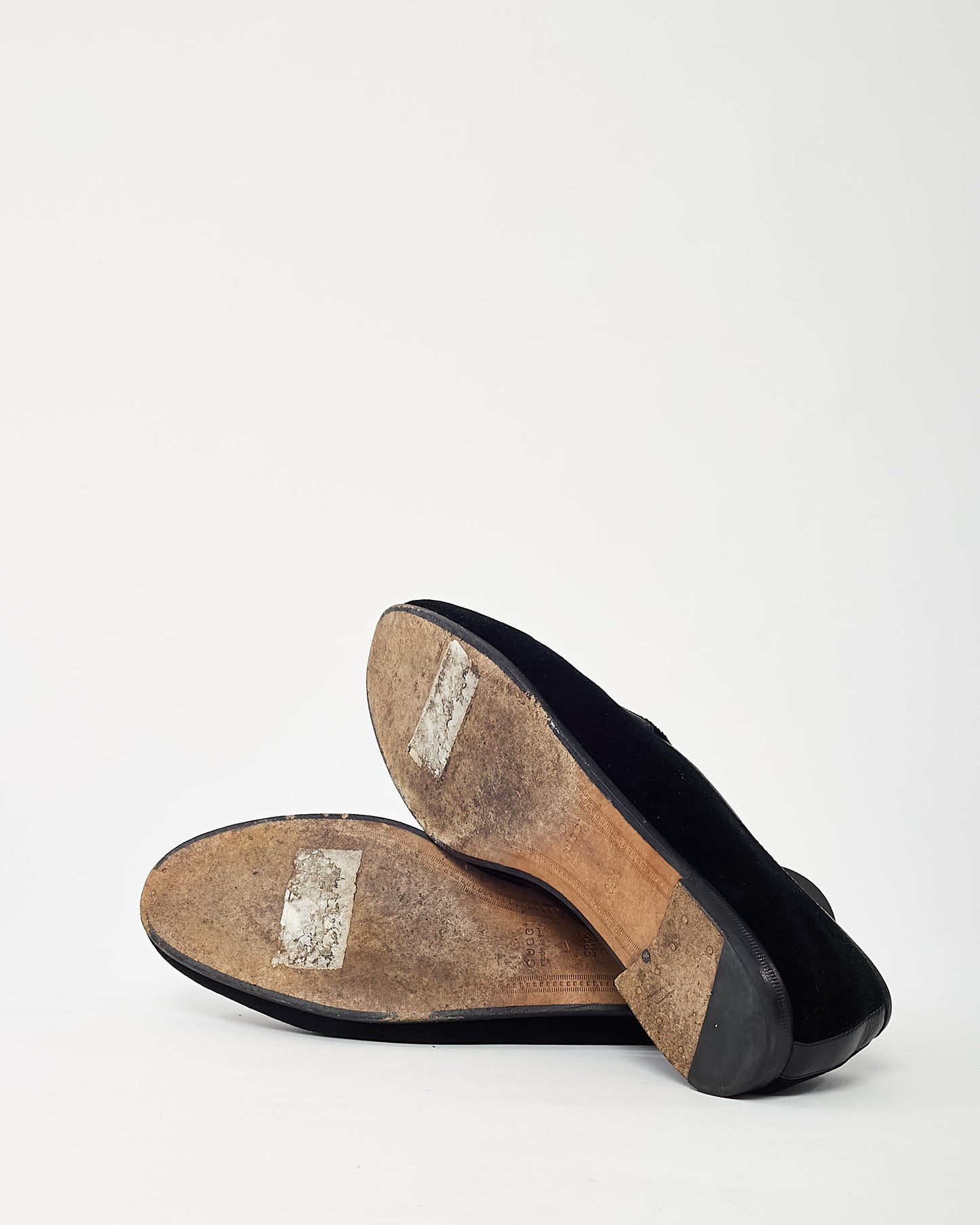 Gucci Black Suede Gold Horsebit Jordaan Loafers - 38.5