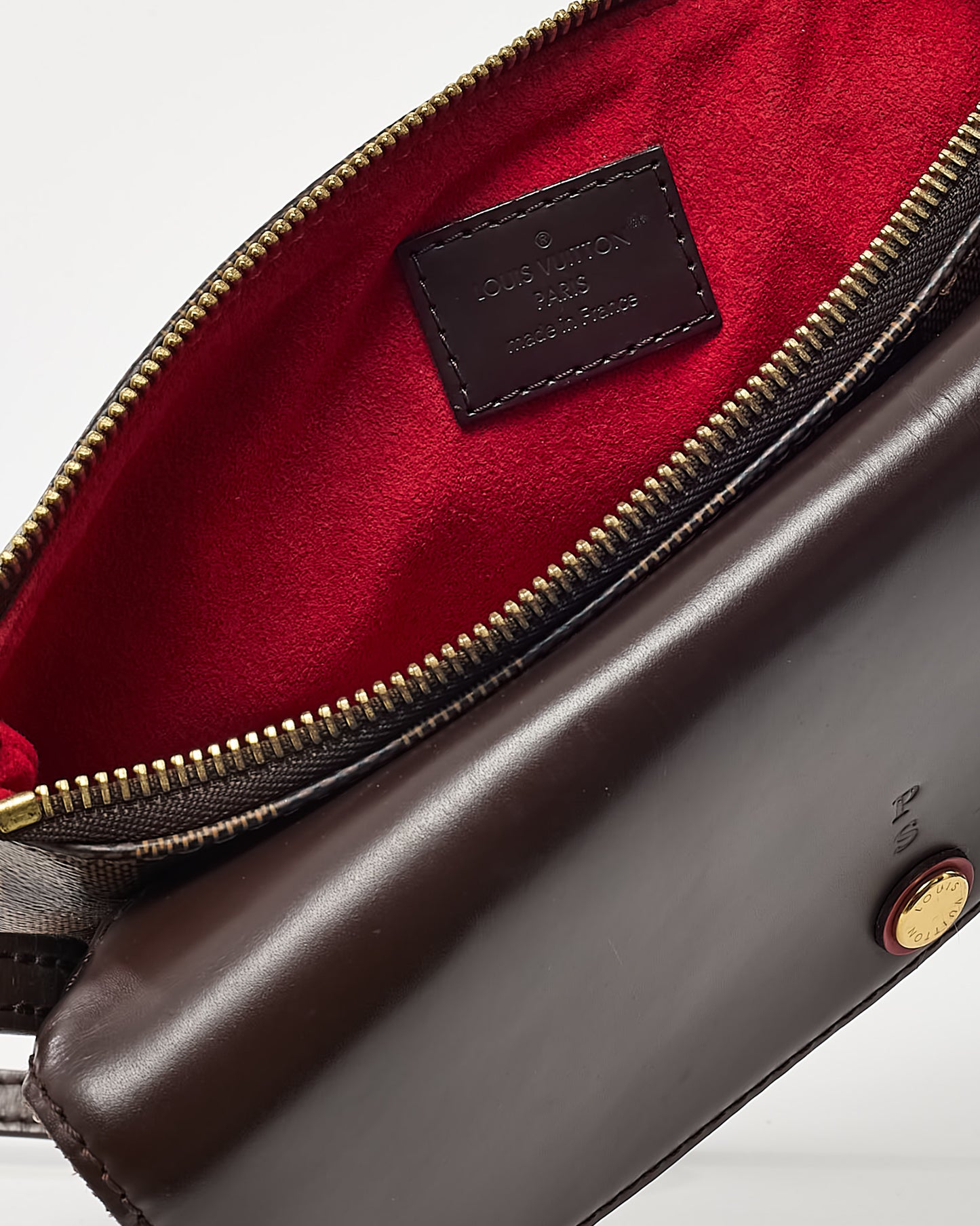 Louis Vuitton Damier Ebene Coated Canvas Pocket Twice Crossbody Bag with Initials