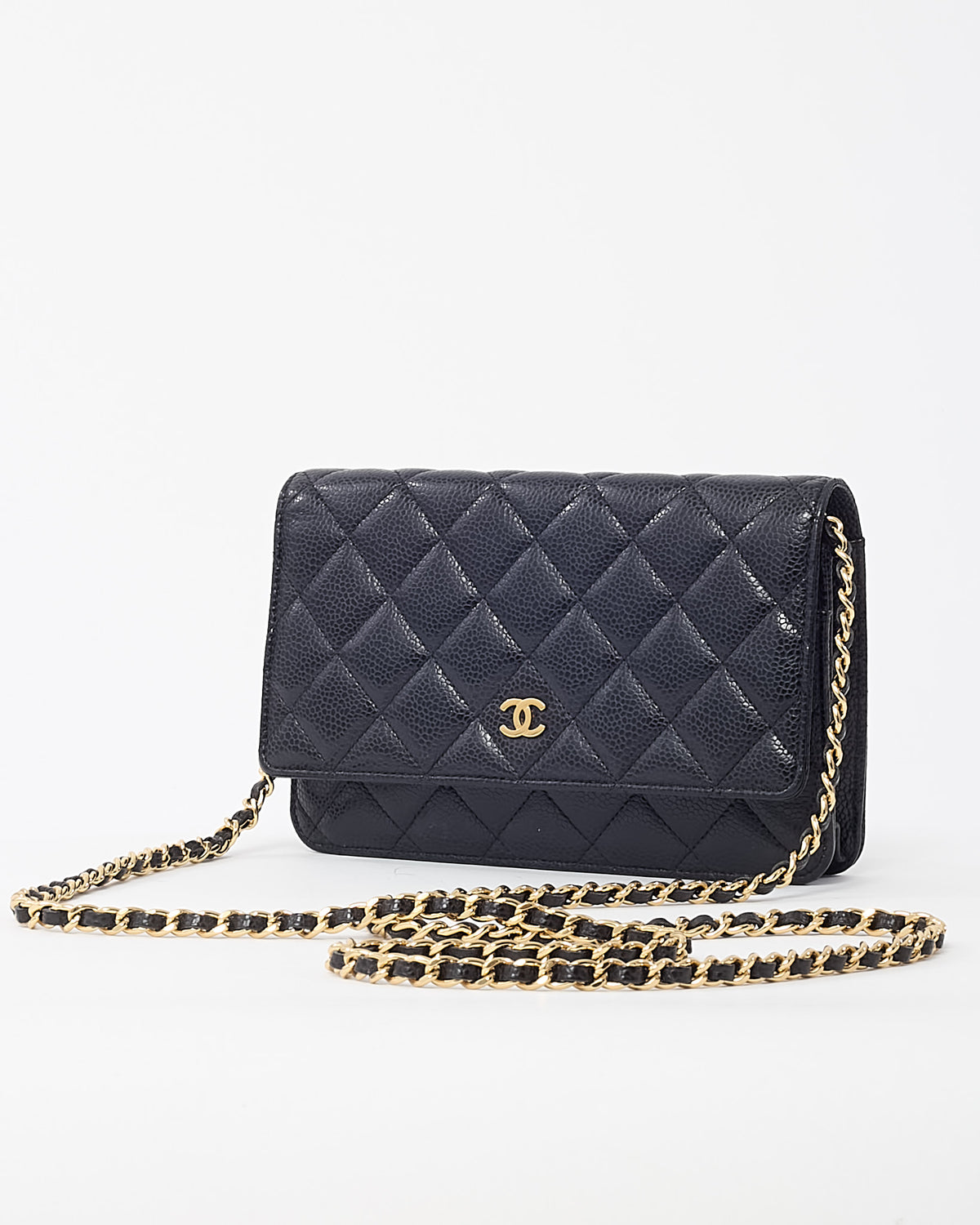Chanel Black Caviar Leather WOC Wallet on Chain Crossbody Bag GHW