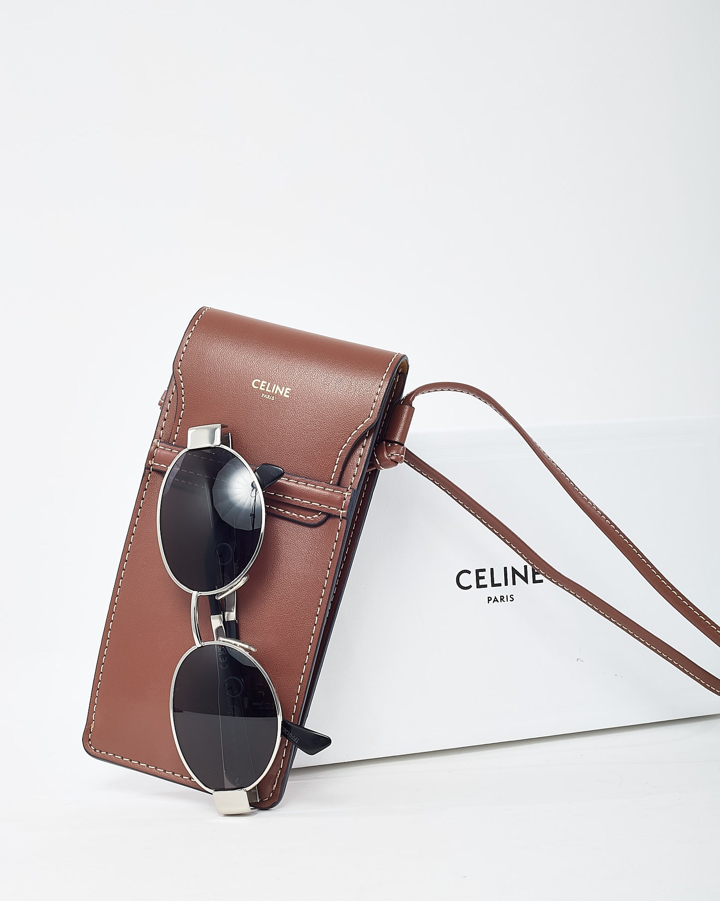 Celine Silver/Smoke Metal Triomphe Oval CL40235 U Sunglasses