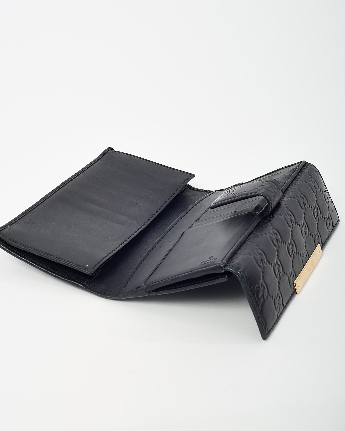 Gucci Black Signature GG Monogram Leather Long Continental Wallet