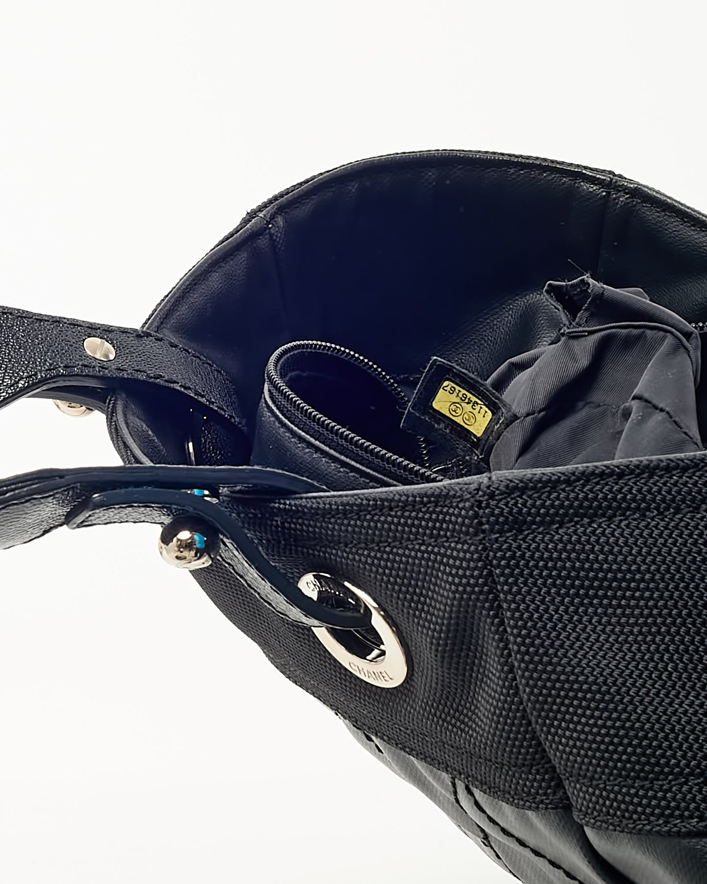 Chanel Black Coated Canvas Quilted Small Paris Biarritz Tote PM