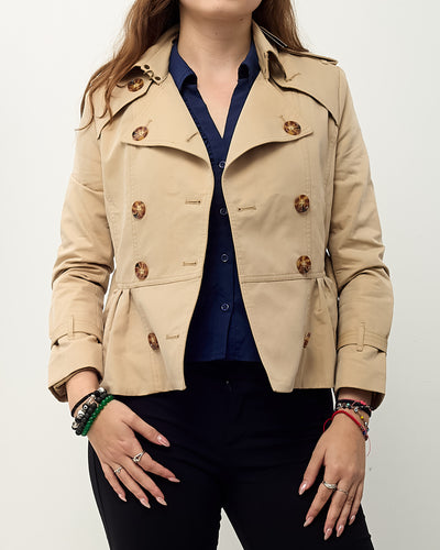 Burberry Beige Cotton Gabardine Isabella Trench Jacket - US 2