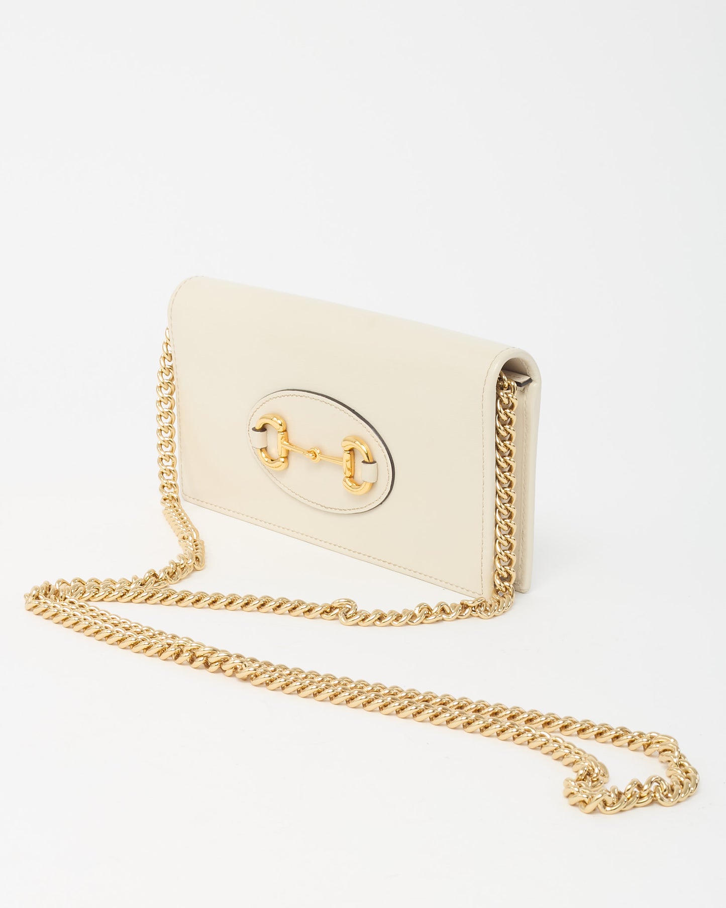 Gucci White Boarded Plutone Calfskin Leather Horsebit 1955 WOC Crossbody Bag