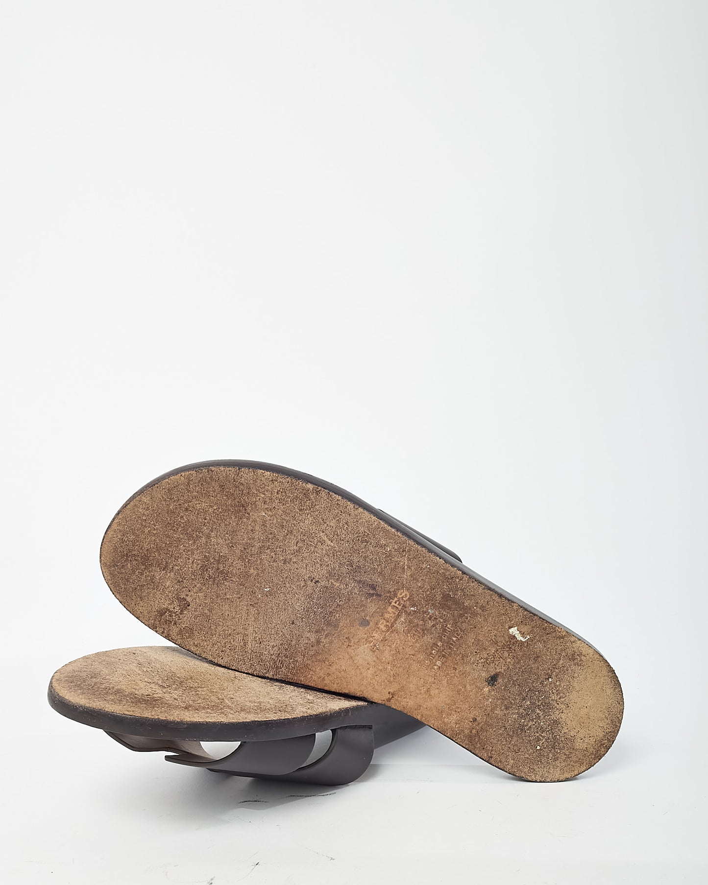 Hermès Men's Brown Leather Izmir H Sandals - 40/US 7 MEN/US 9-9.5 WOMEN