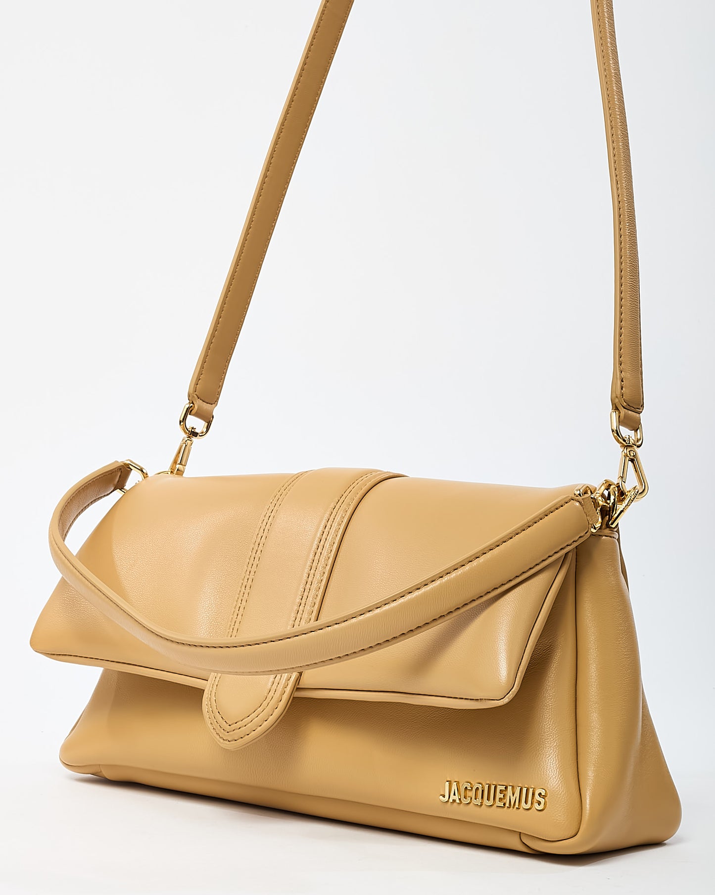 Jacquemus Beige Leather Le Bambimou Shoulder Bag with Strap