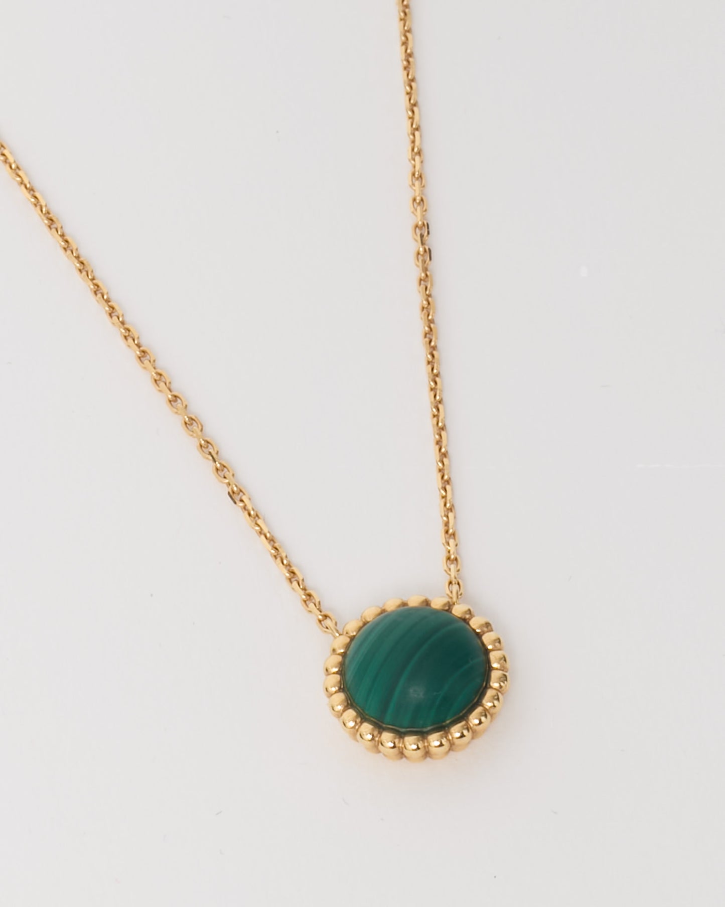 Van Cleef & Arpels 18K Yellow Gold and Green Malachite Perlée Couleurs Pendant Necklace