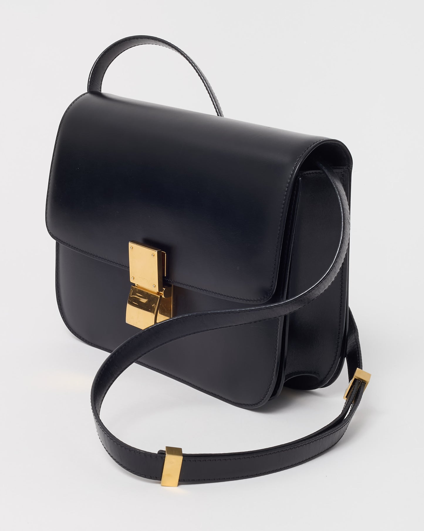 Celine Black Calfskin Leather Medium Box Bag GHW