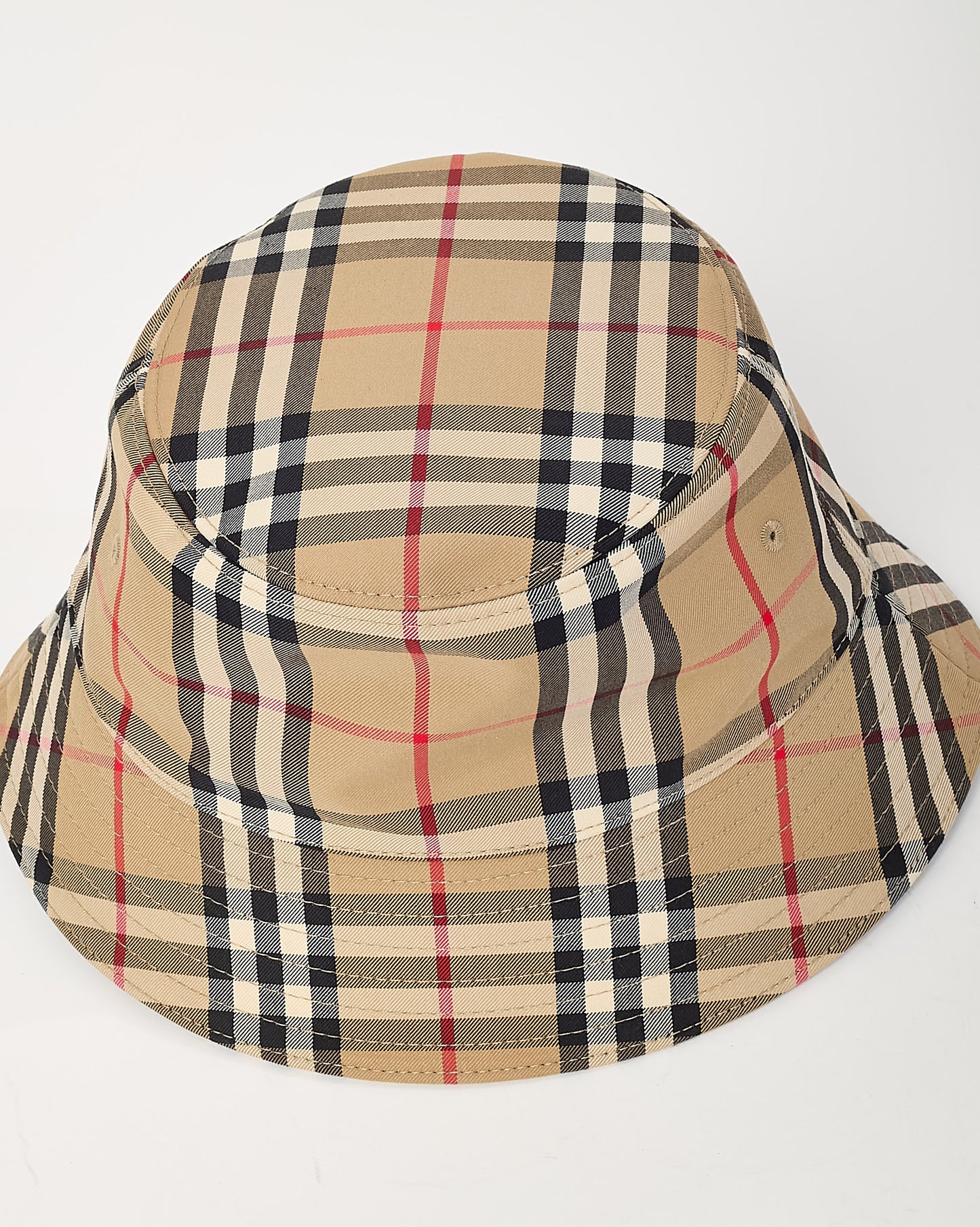 Burberry Archive Beige Vintage Check Technical Cotton Bucket Hat - S