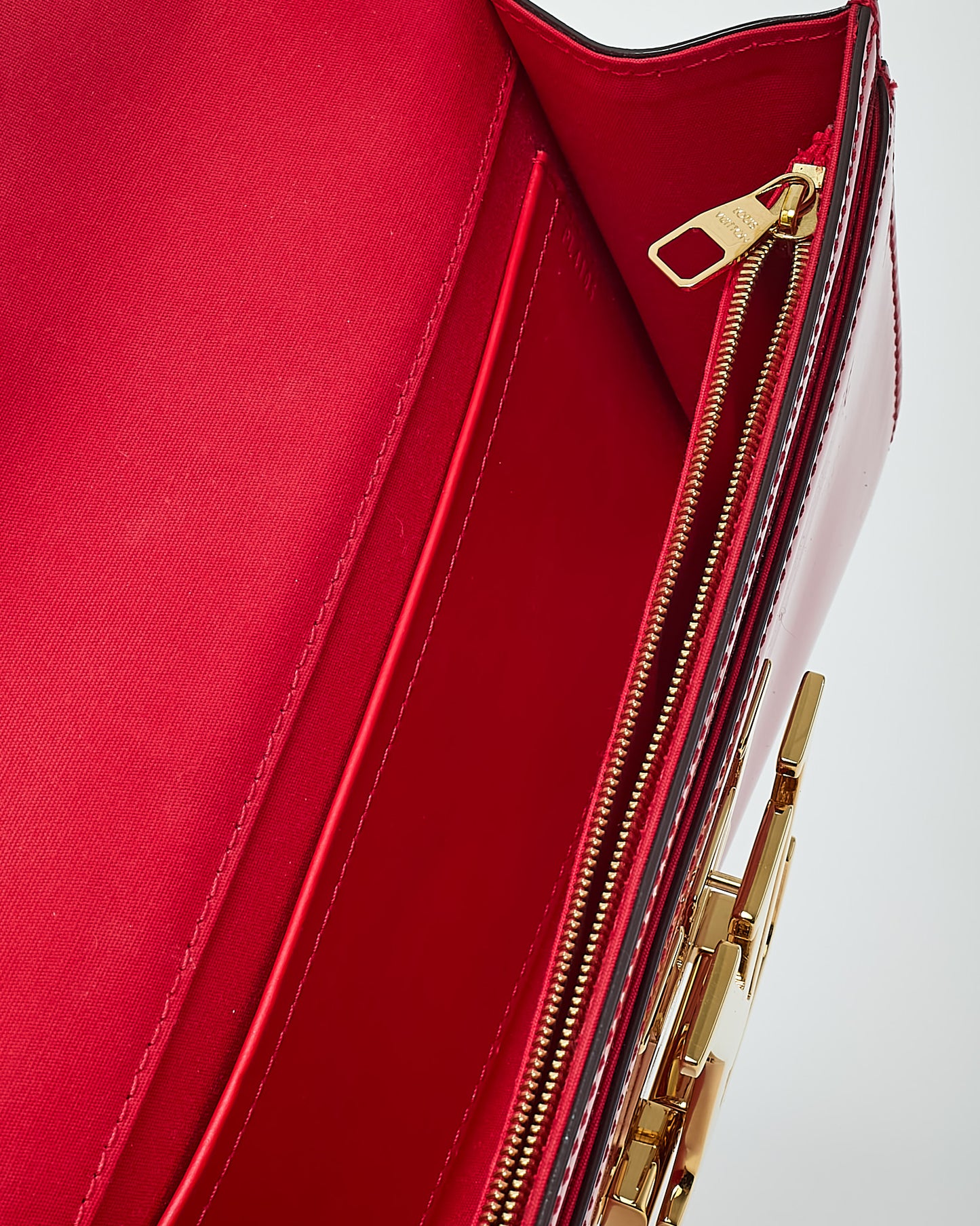Louis Vuitton Red Patent Leather GHW LV Louise Clutch