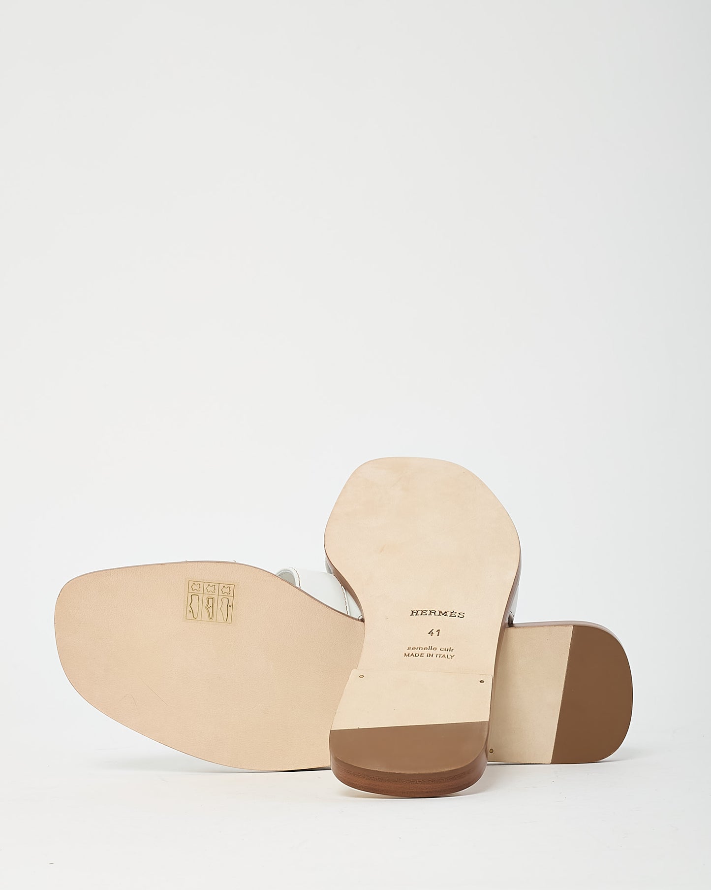 Hermès White Calfskin Leather Oran H Sandals - 41