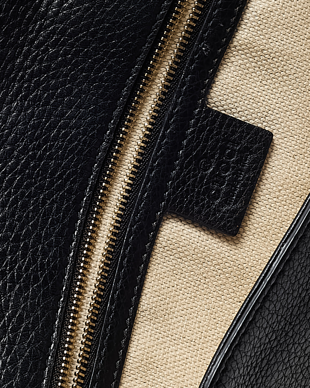 Gucci Black Pebbled Leather GG Soho Embossed Logo Clutch