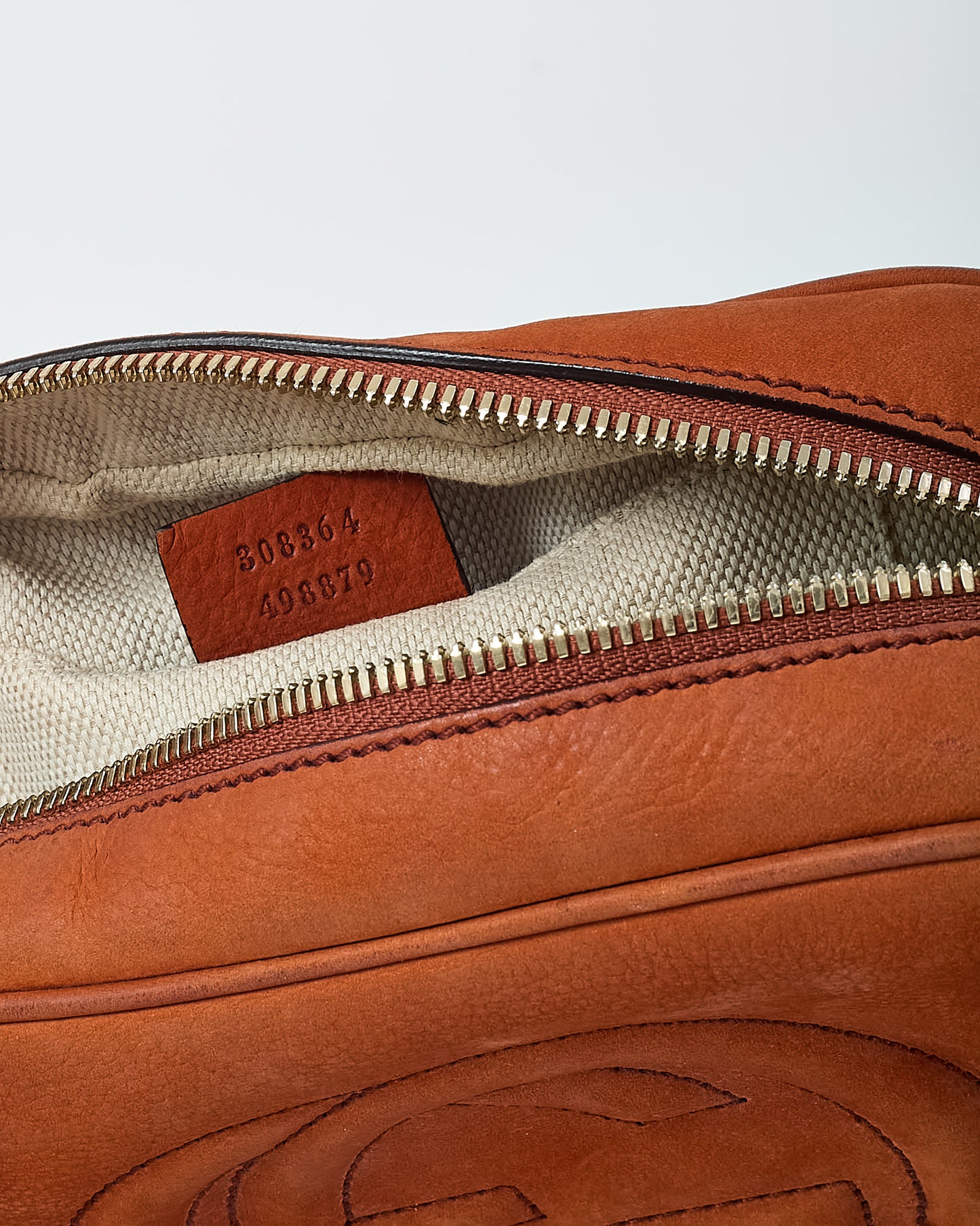 Gucci Orange Suede GG Soho Disco Crossbody Bag