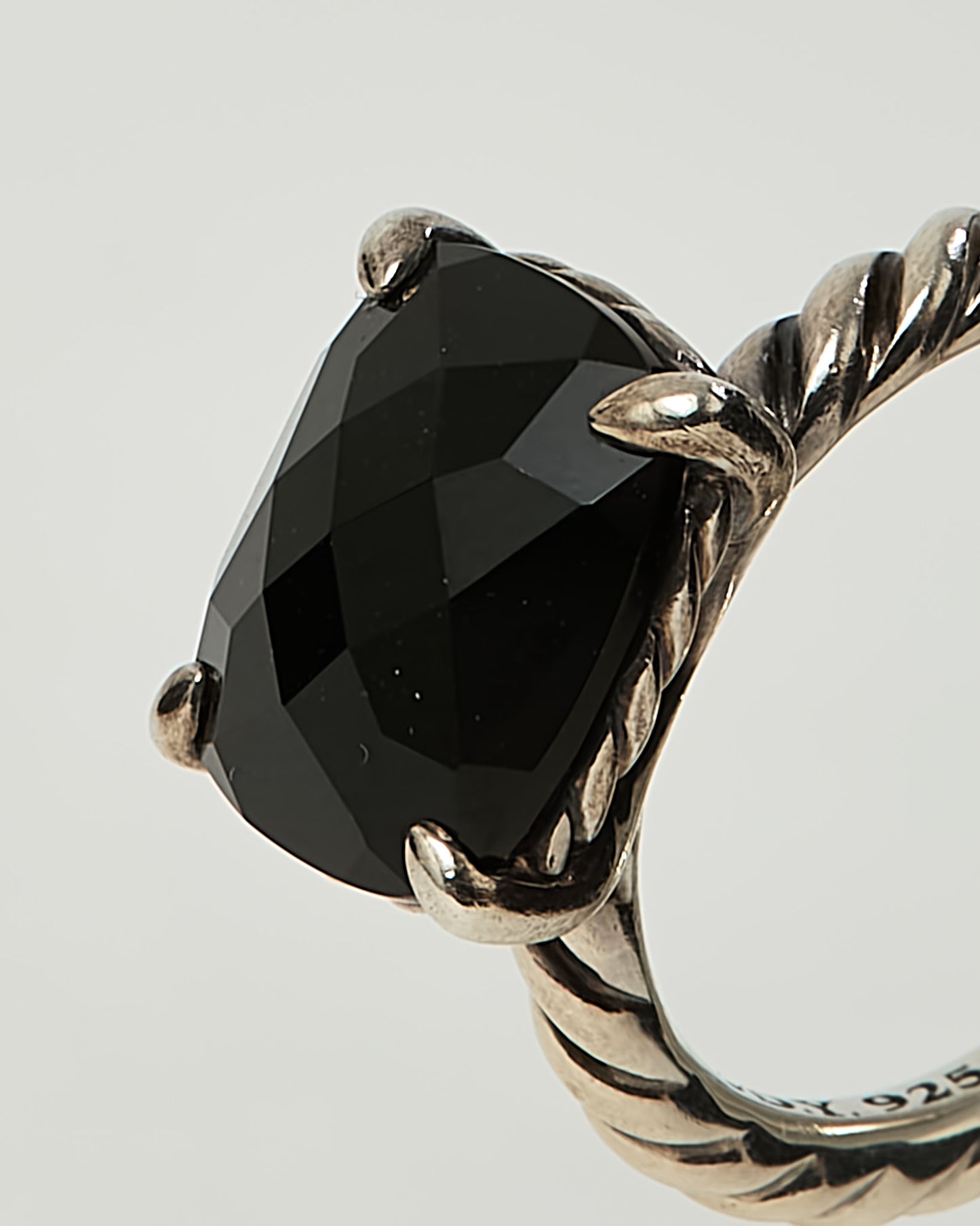 David Yurman Sterling Silver Black Onyx E/W Chatelaine Ring - 6