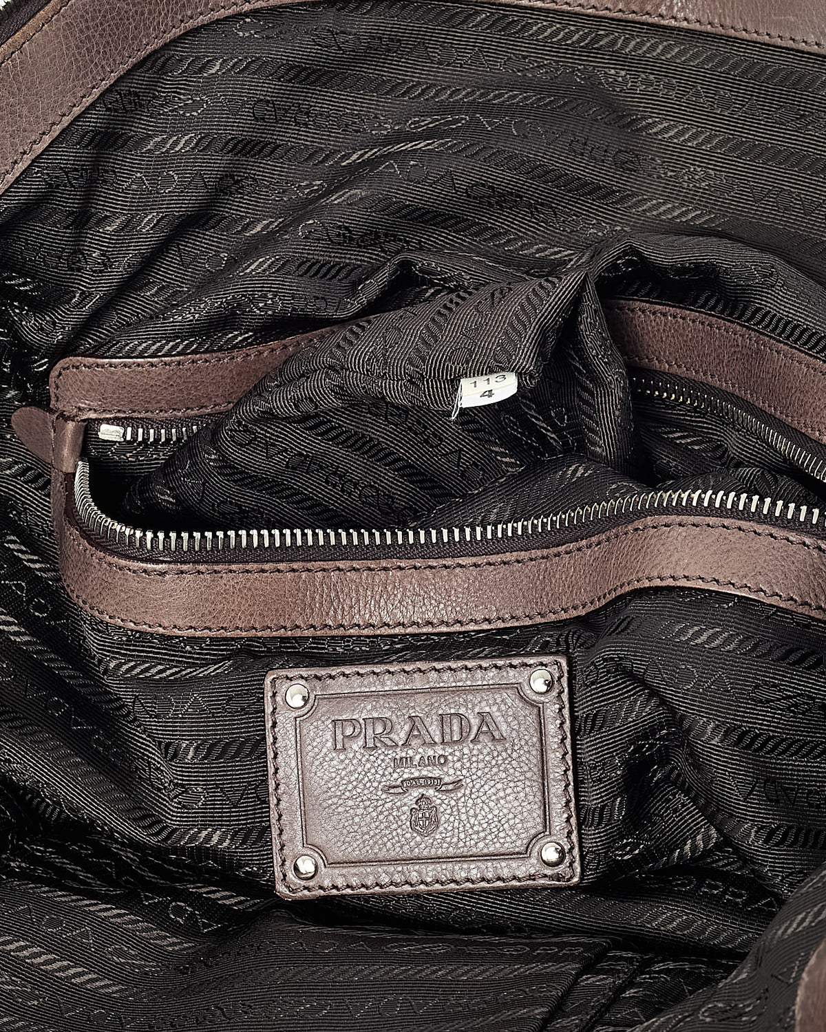 Prada Ardesia/Fumo 2-Tone Grey Glace Calfskin Leather Large Bauletto Bag BL0423