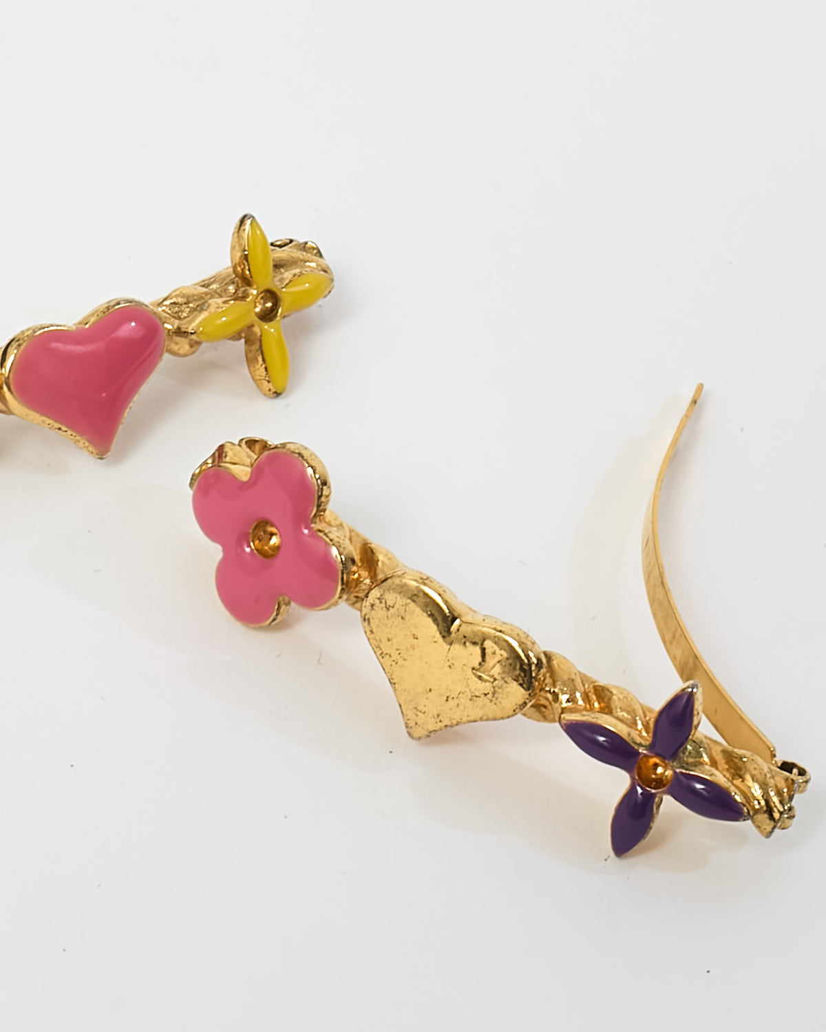 Louis Vuitton Gold Metal & Multicolor Resin Sweet Barrettes