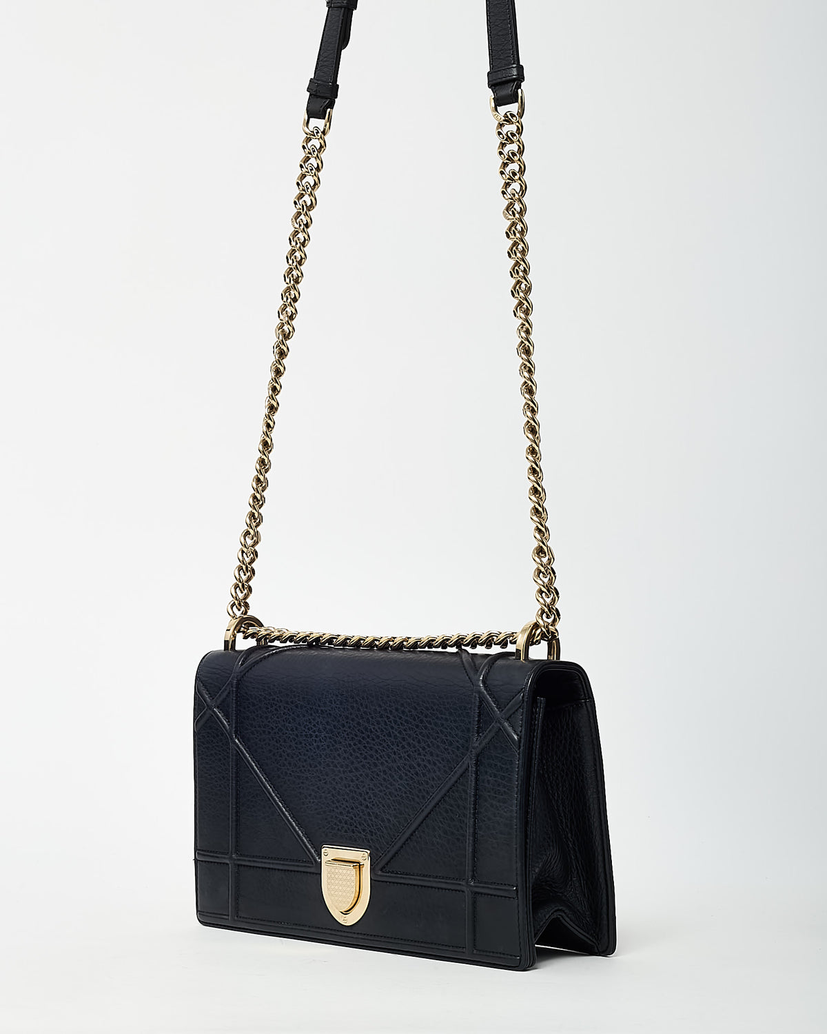 Dior Black Grained Calfskin Medium Diorama Flap Shoulder Bag