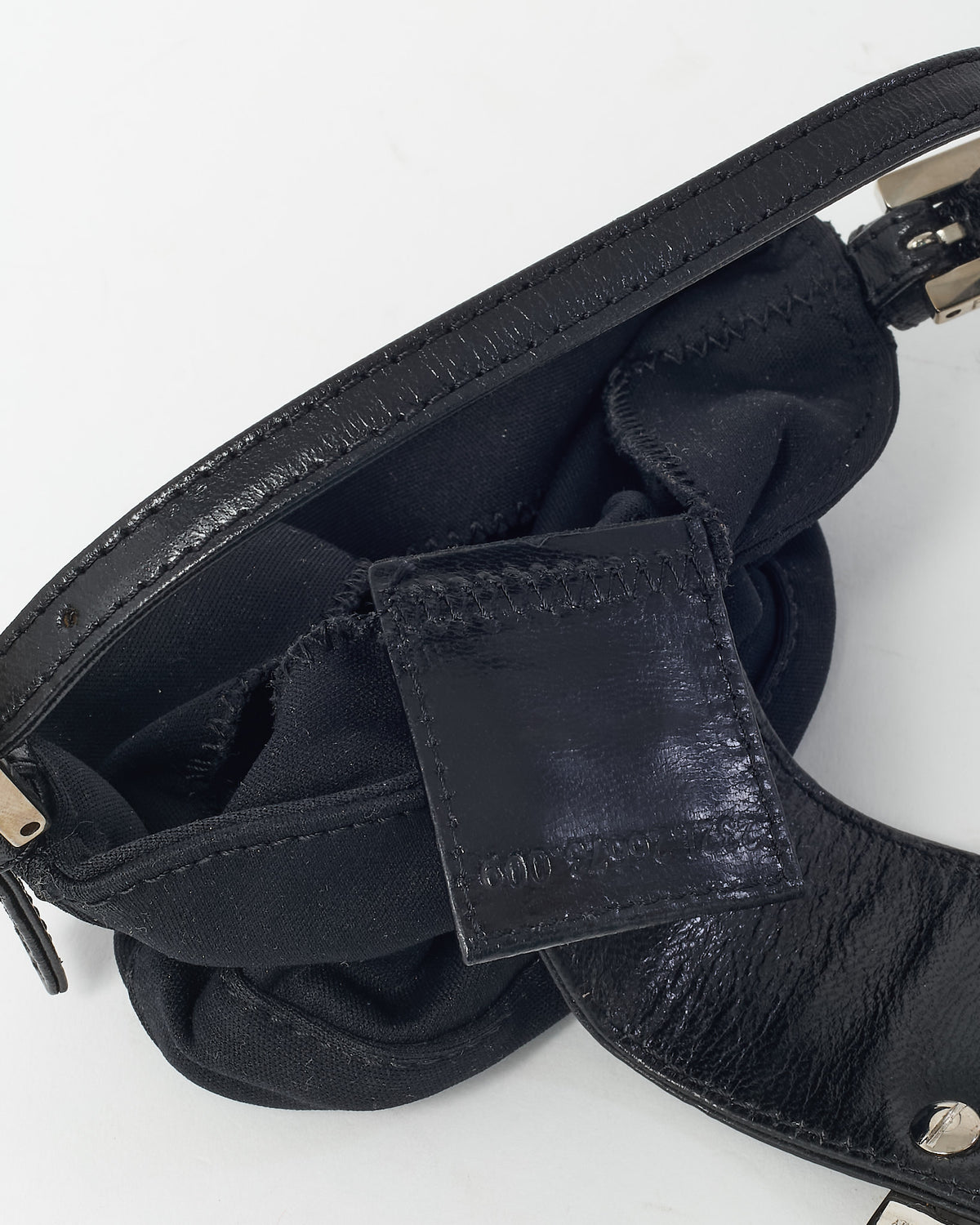 Fendi Vintage Satin SHW FF Logo Mini Half Moon Baguette