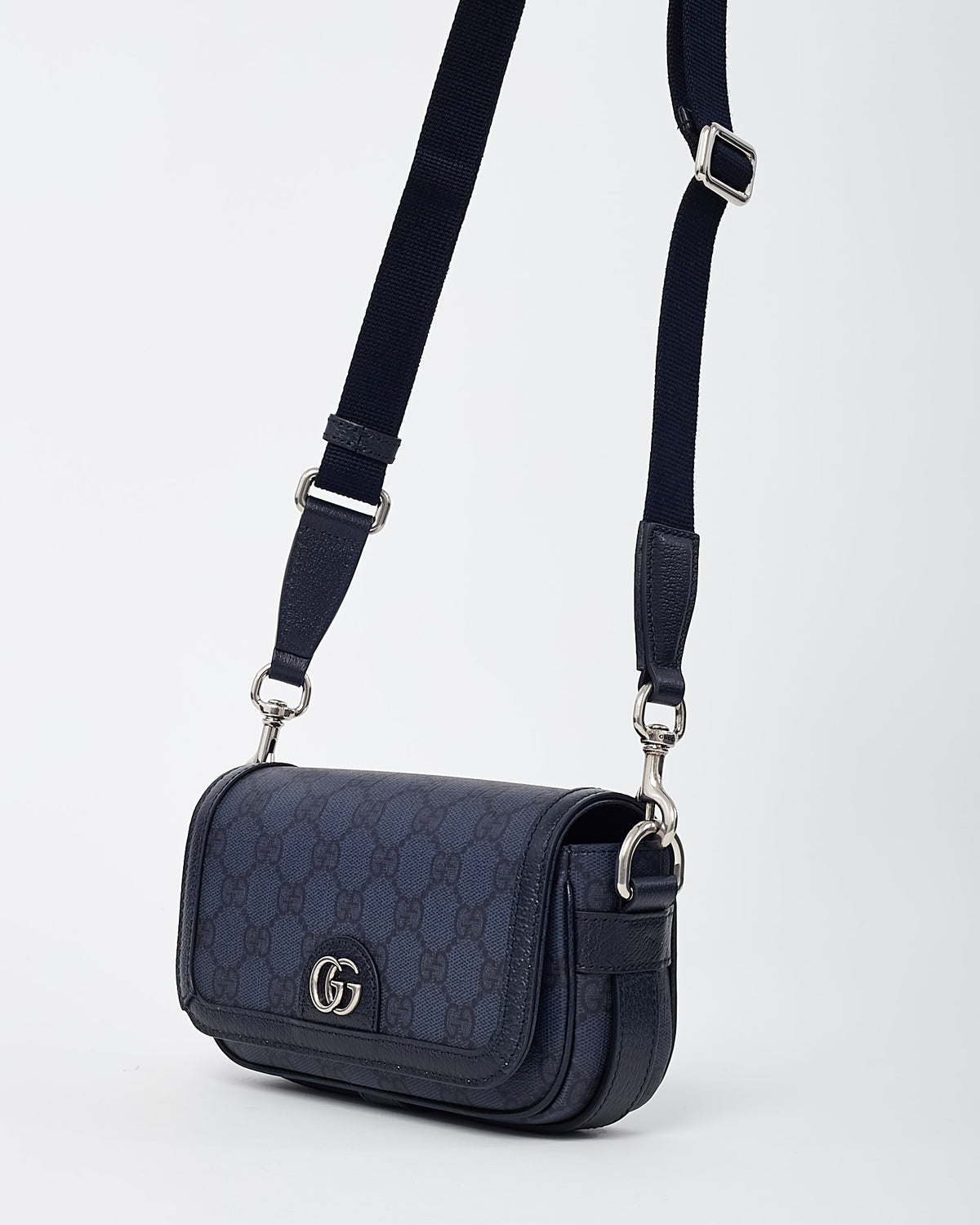 Gucci Navy GG Supreme Monogram Coated Canvas Mini Ophidia Crossbody