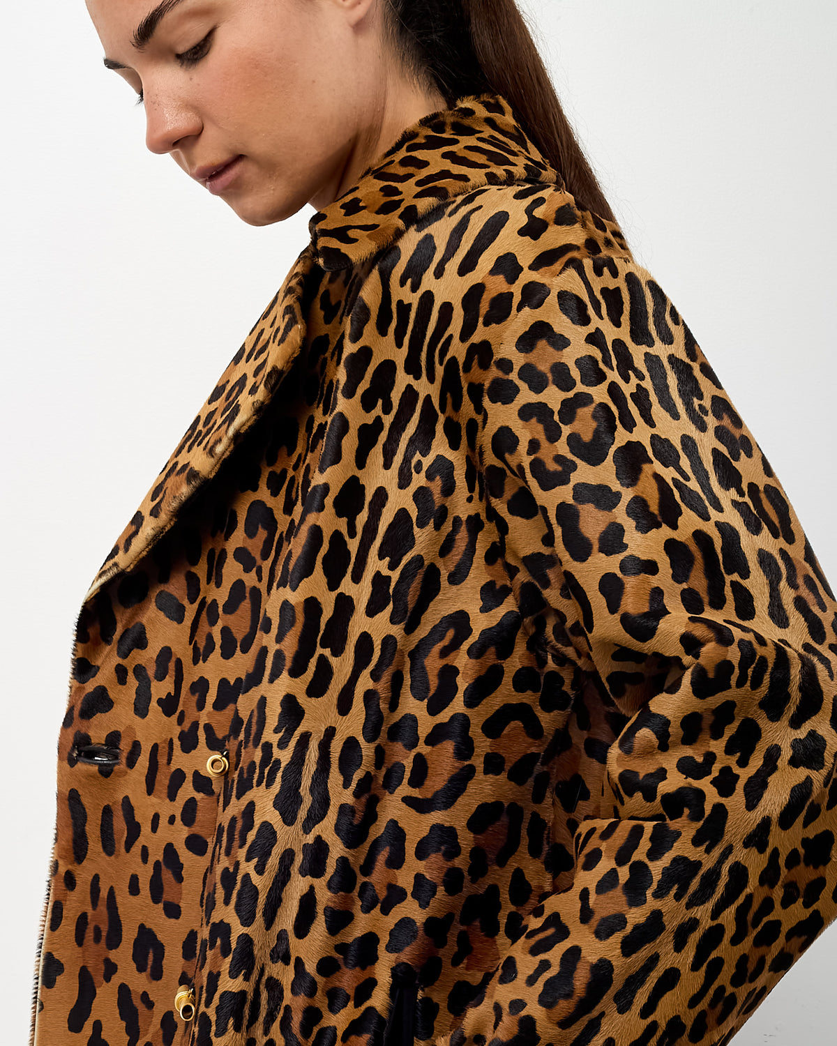 Mario Valentino for Holt Renfrew Vintage Leopard Pony Hair Fur Coat - L