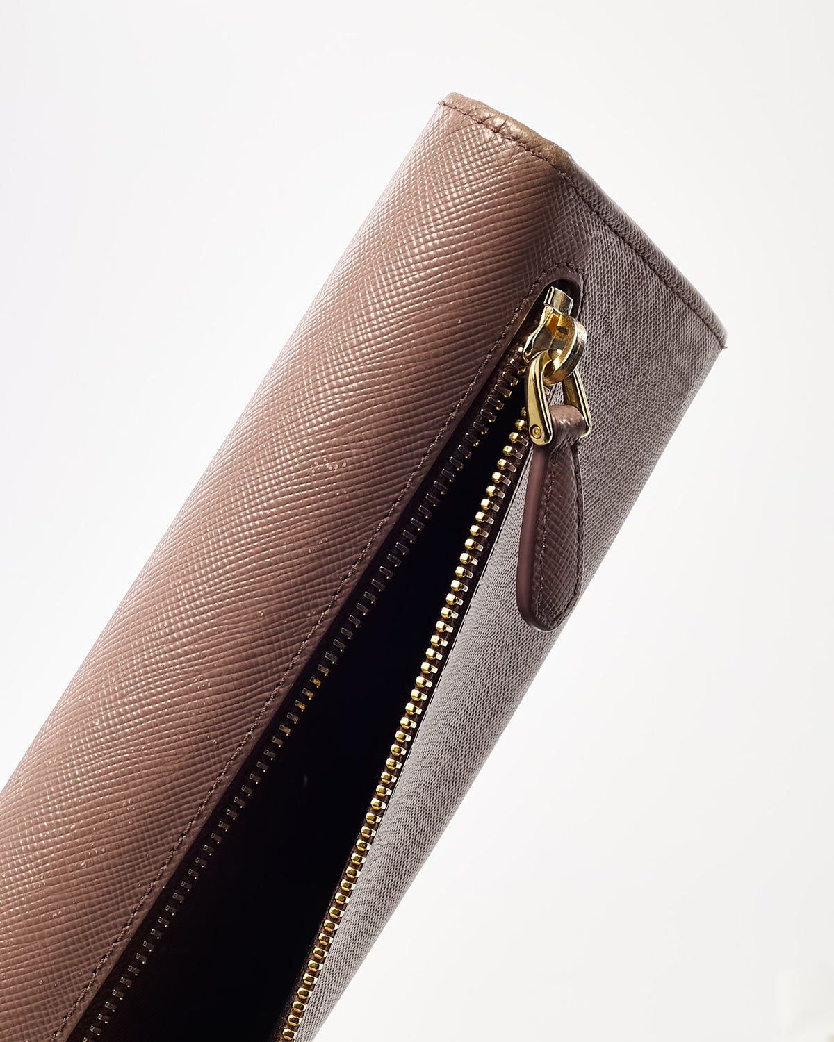 Prada Beige Cammeo Saffiano Leather Logo Continental Wallet