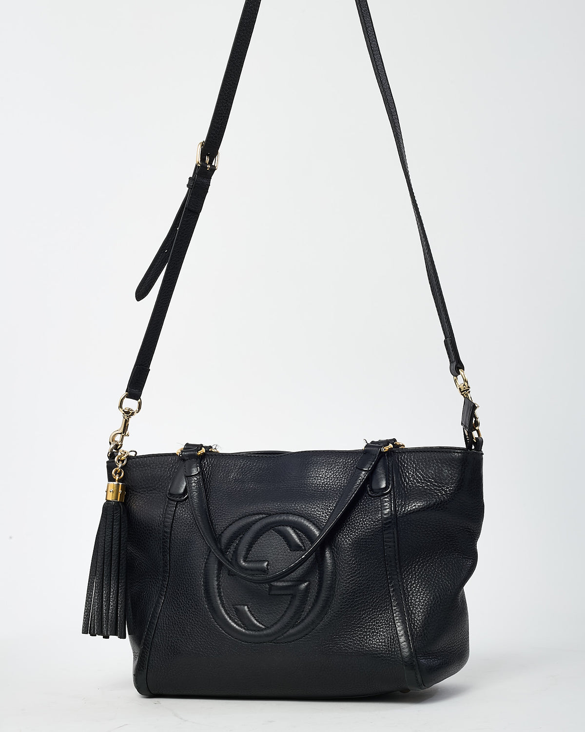 Gucci Black Leather Small Interlocking G Soho Cellarius 2Way Tote Bag