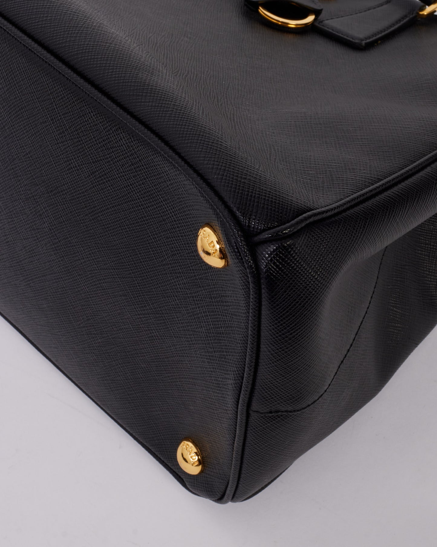 Prada Black Saffiano Leather Double Zip Medium Galleria Top Handle Bag