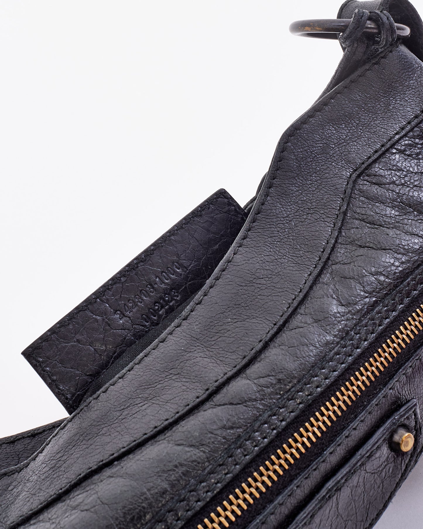 Balenciaga Black Leather Motocross Classic Hip Crossbody Bag