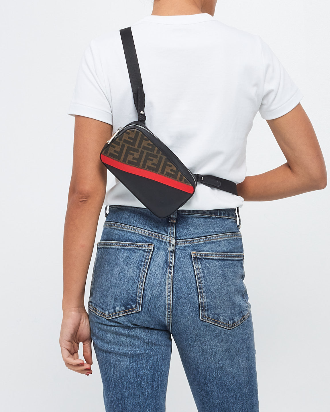 Fendi Black & Brown Zucca Coated Canvas & Leather Convertible Camera Bag