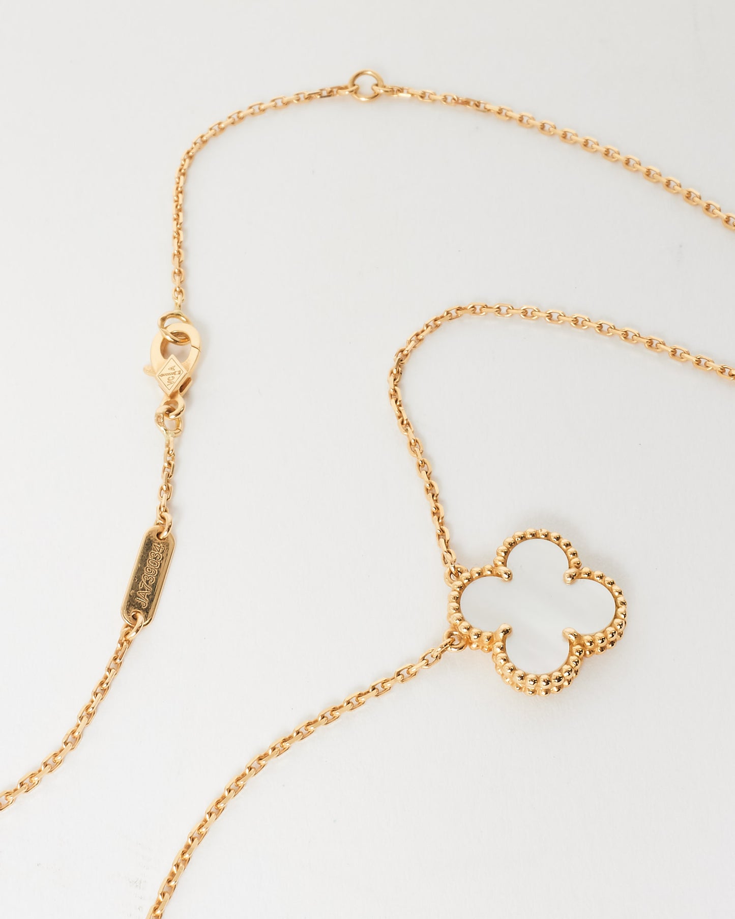 Van Cleef & Arpels Mother Of Pearl & Gold Vintage Alhambra Pendant Necklace